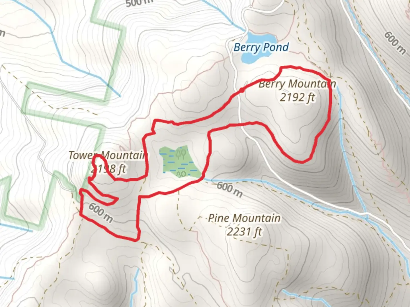 An image depicting the trail Tower Mountain and Taconic Skyline Trail Loop and its surrounding area.