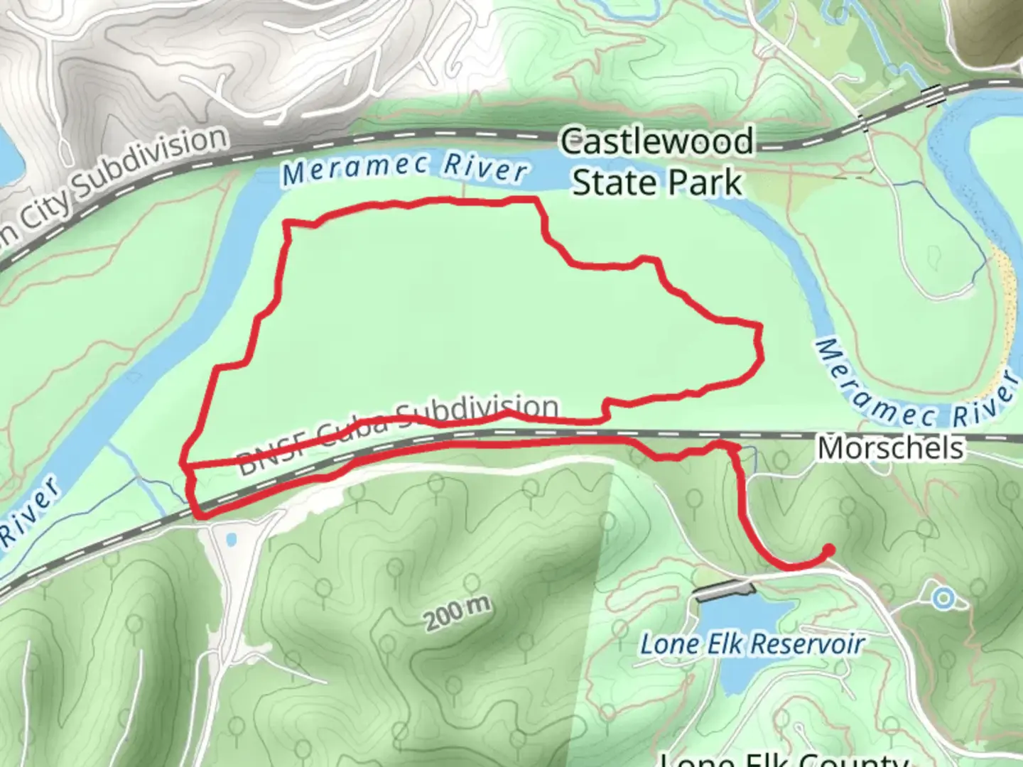 An image depicting the trail Castlewood State Park Loop via Chubb Trail and its surrounding area.