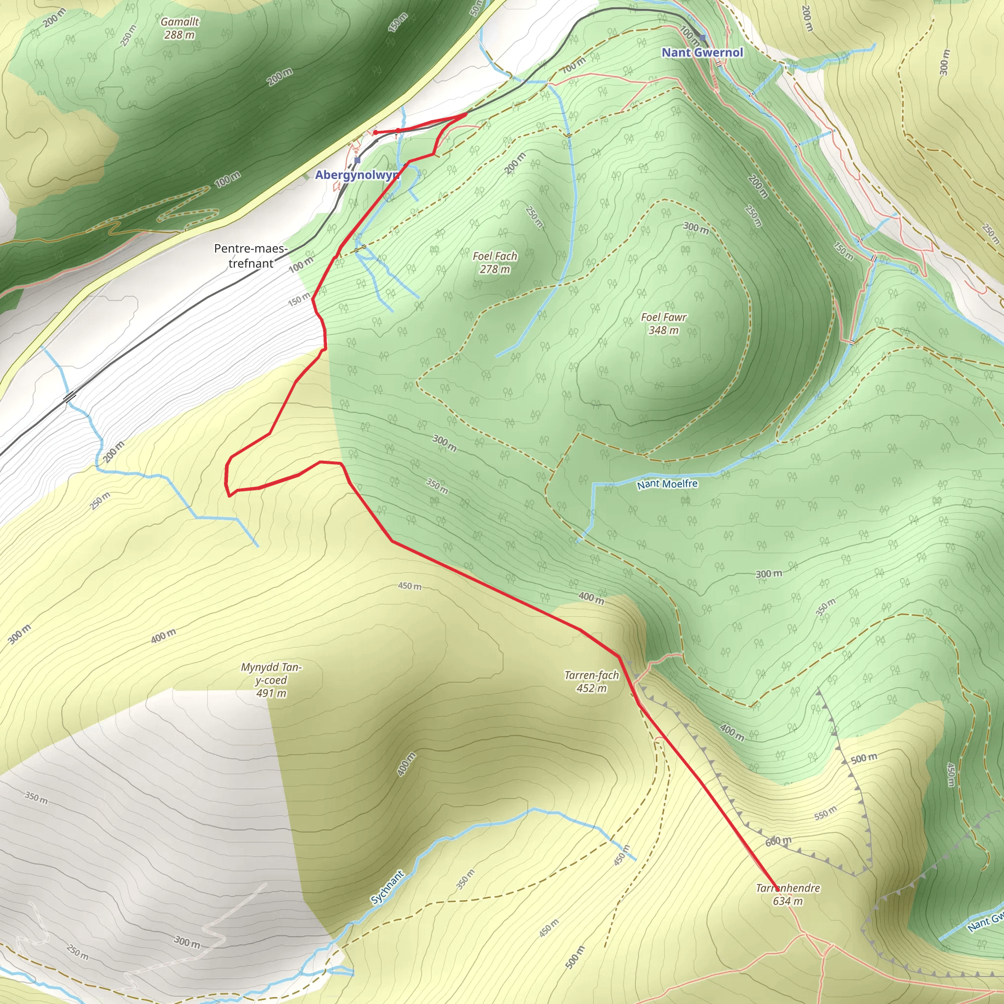 Tarrenhendre from Abergynolwyn mobile static map
