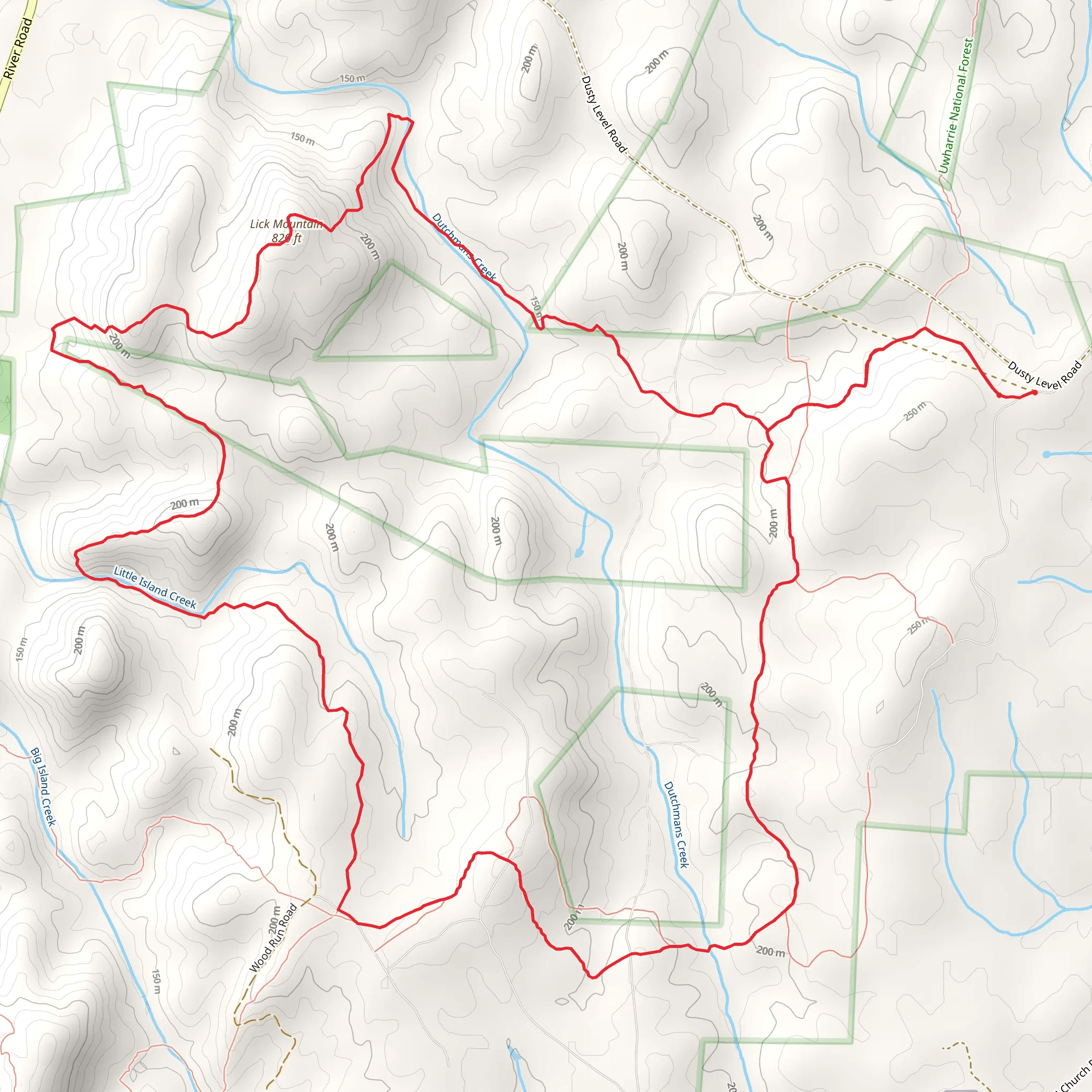 Uwharrie, Lick Mountain and Dutchman's Creek Loop Trail mobile static map