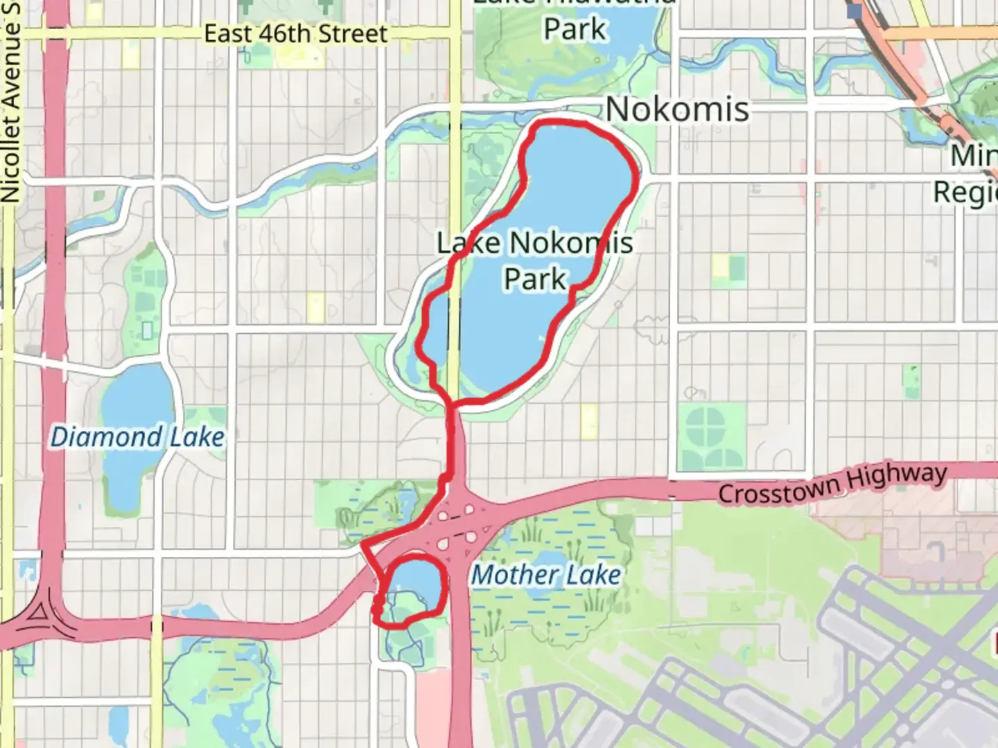 An image depicting the trail Taft Lake and Lake Nokomis Loop and its surrounding area.