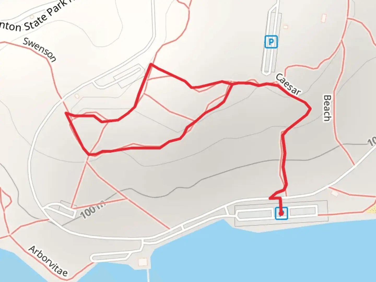 An image depicting the trail Hopkinton Reservoir North Loop and its surrounding area.