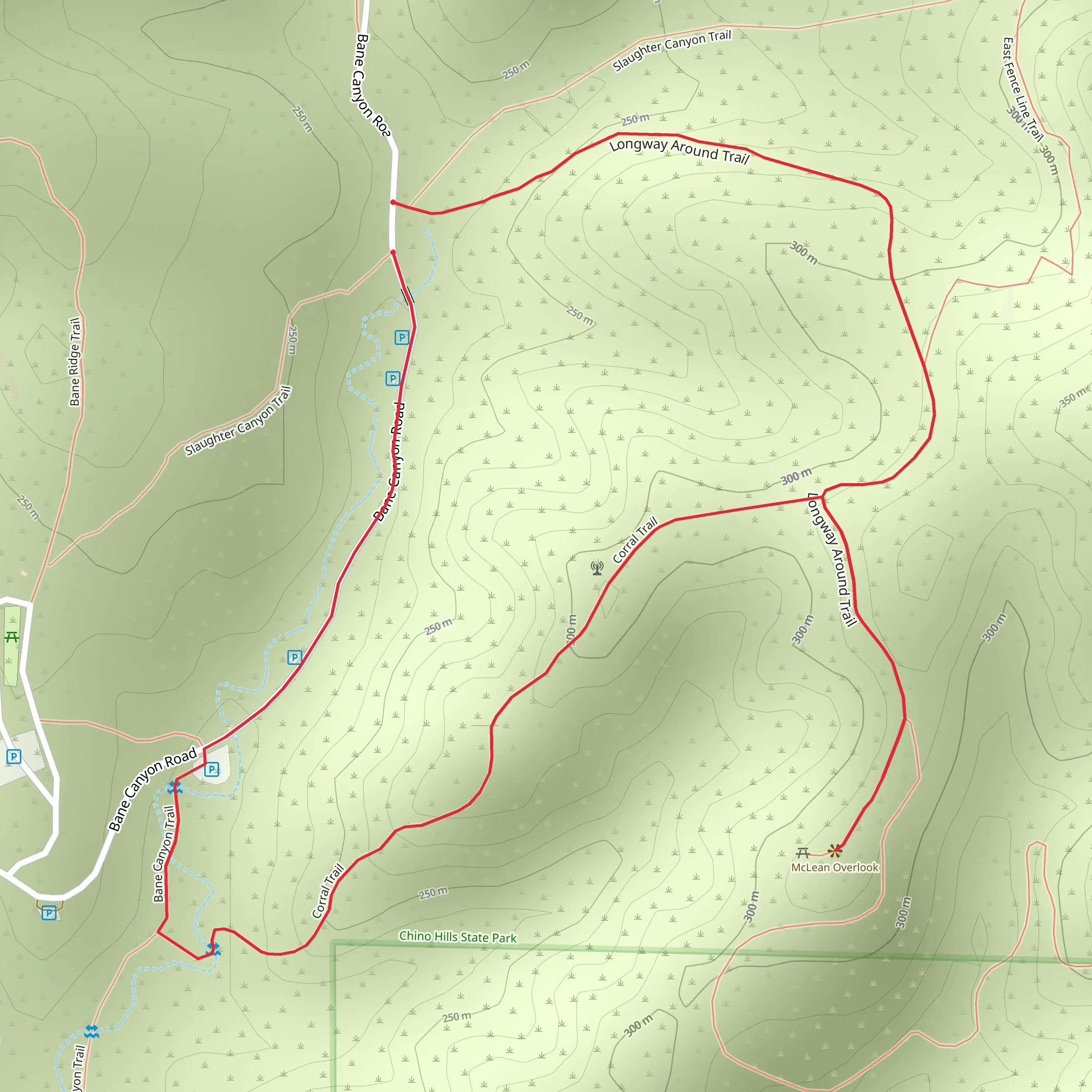 Longway Around and Bane Canyon Loop Trail mobile static map