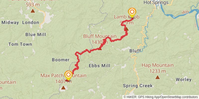 Appalachian Trail - North Carolina stage 19 Map