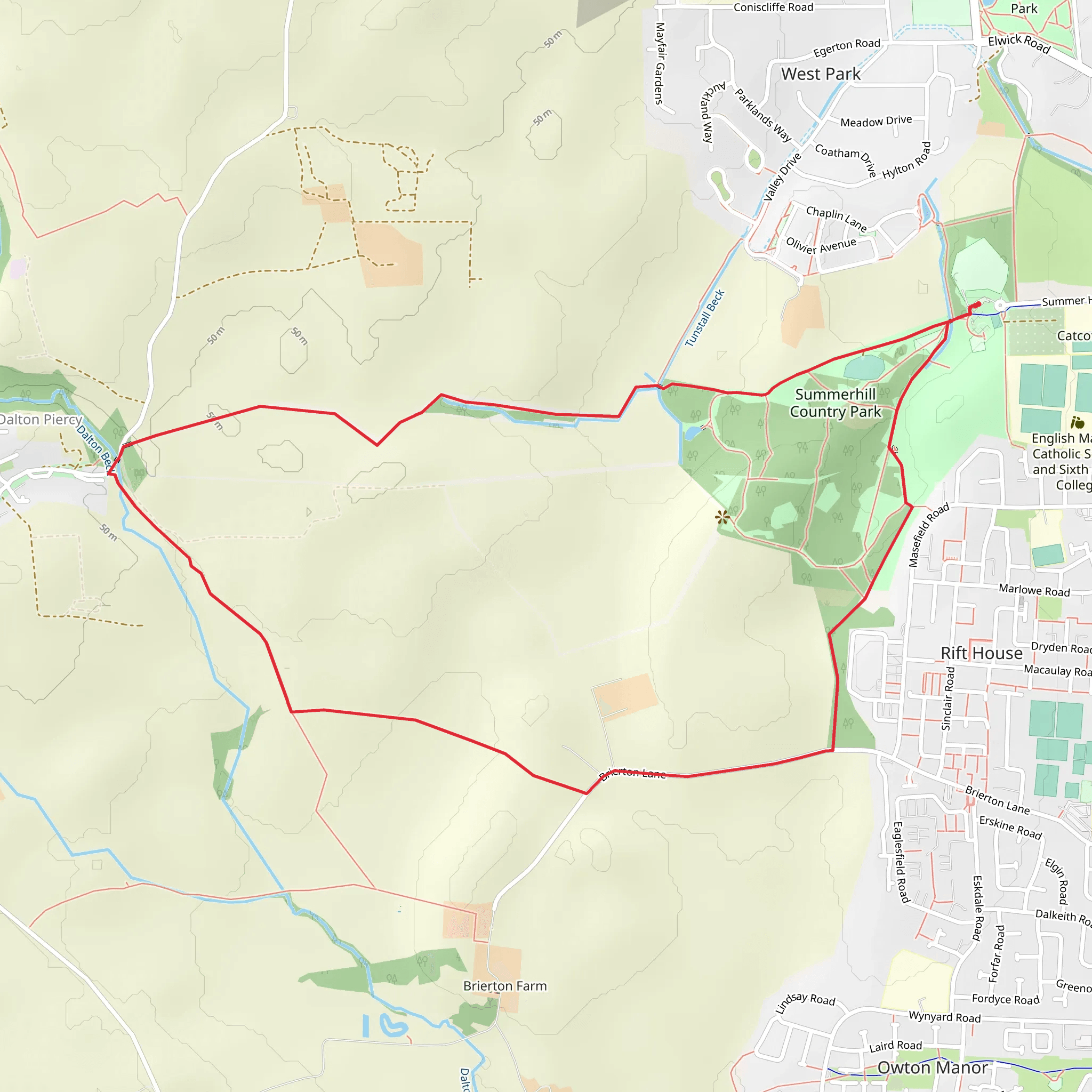 Summerhill Country Park Loop - Dalton Piercy mobile static map