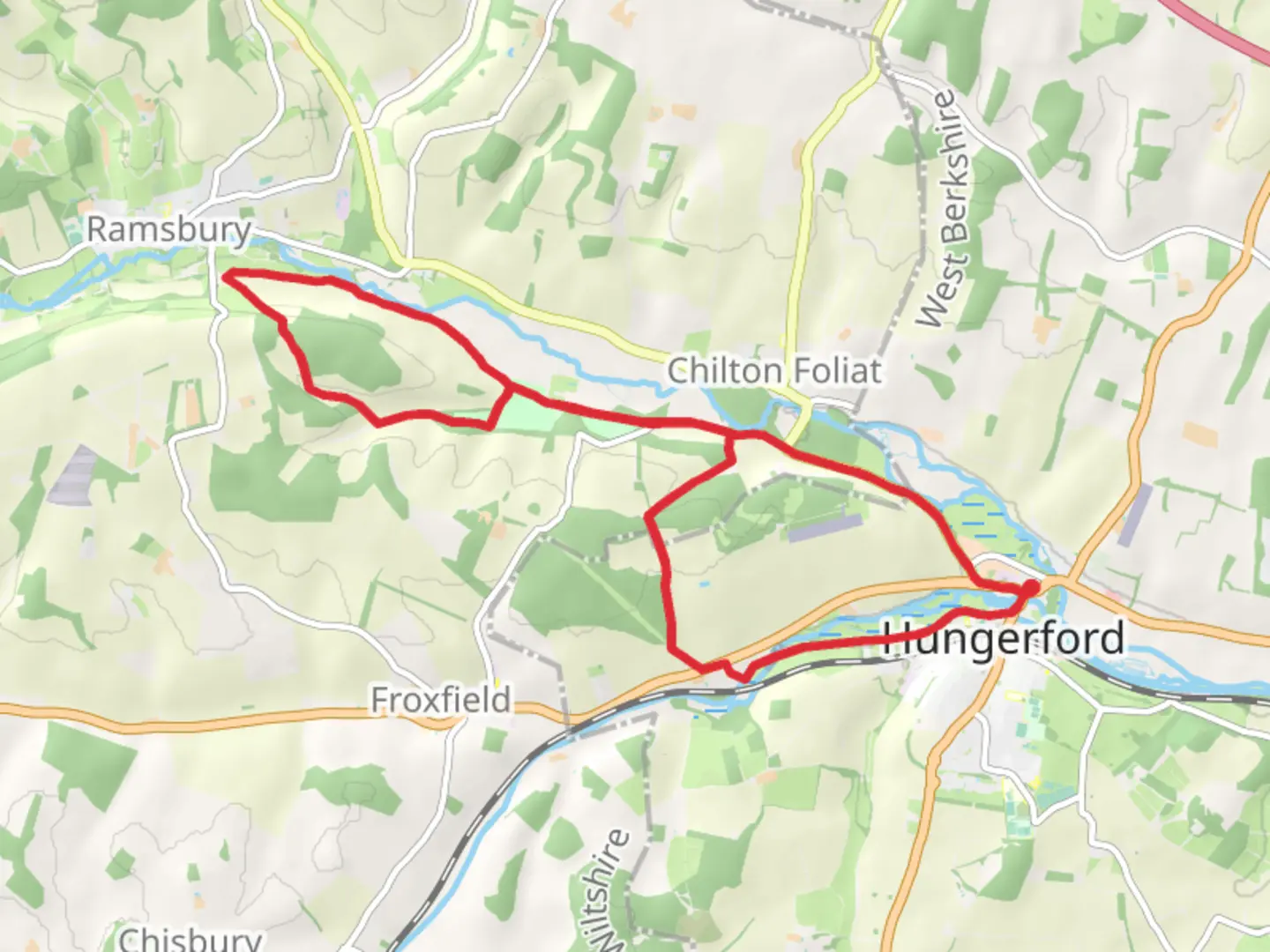 An image depicting the trail Hungerford Western Loop via Whitehill Coppice and its surrounding area.