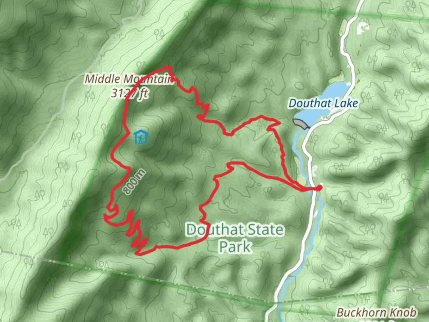 An image depicting the trail Tobacco House Ridge, Blue Suck Falls and Stony Run Loop Trail and its surrounding area.
