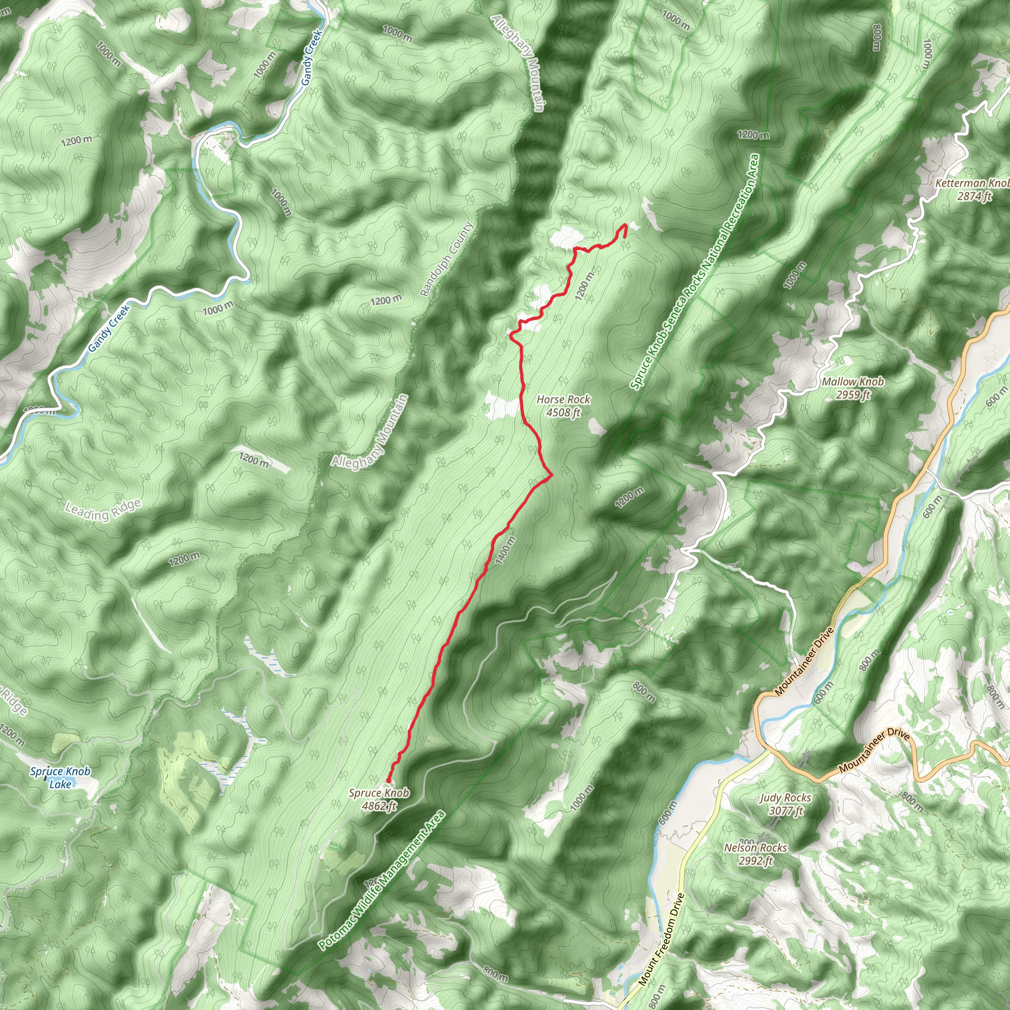 High Meadows Trail via Huckleberry Trail mobile static map