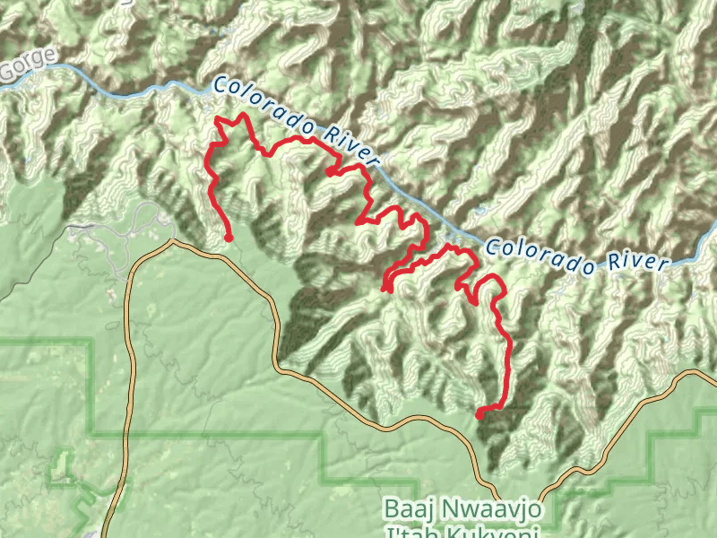 Tonto Trail - Grandview Trail to South Kaibab Trail mobile static map