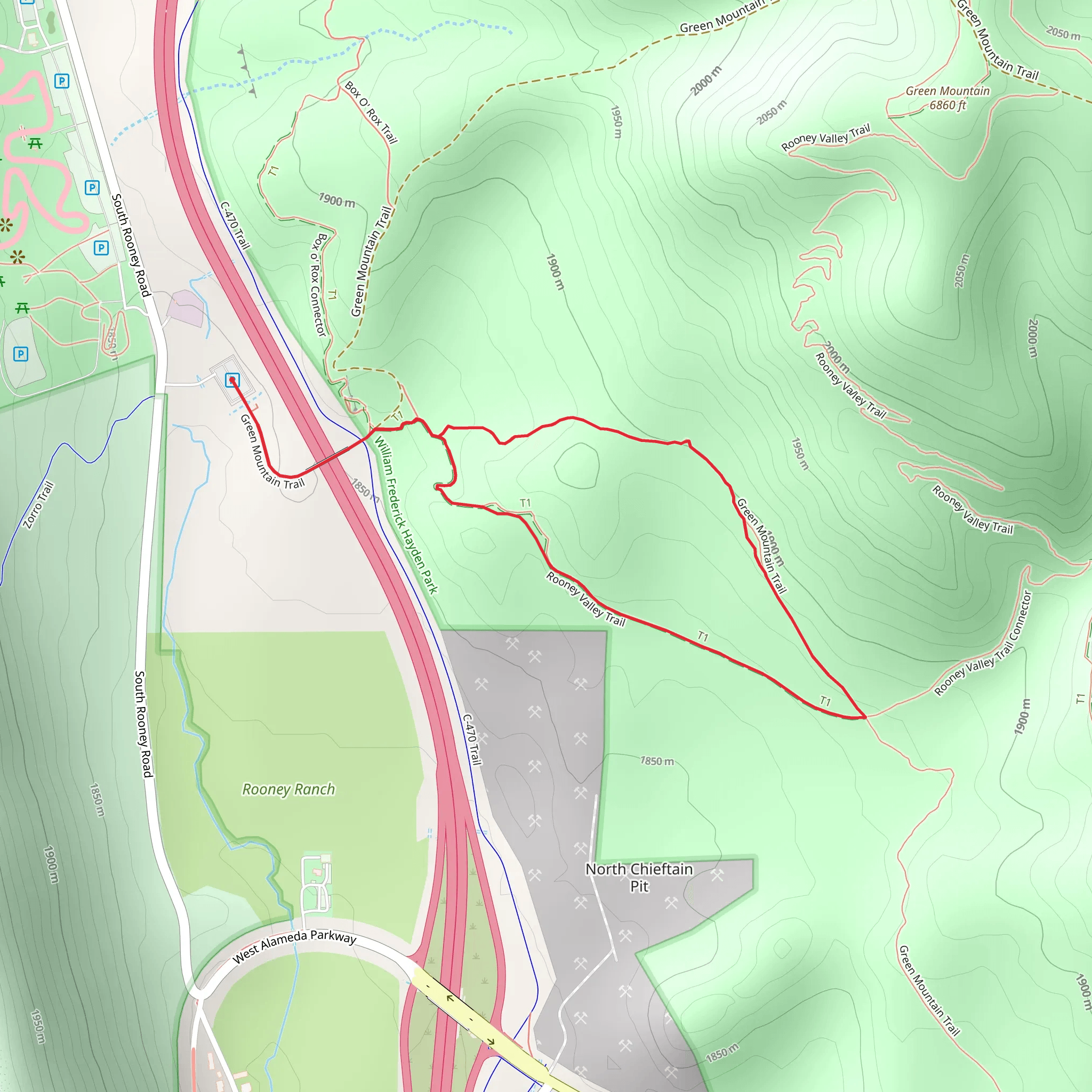 Rooney Valley Loop Trail mobile static map