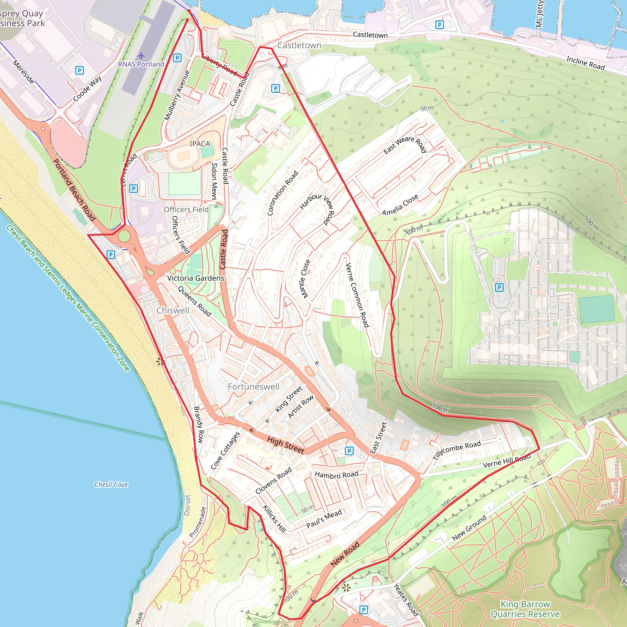 Legacy Trail 6 - Around Verne Nature Reserve and West Weares Walk mobile static map