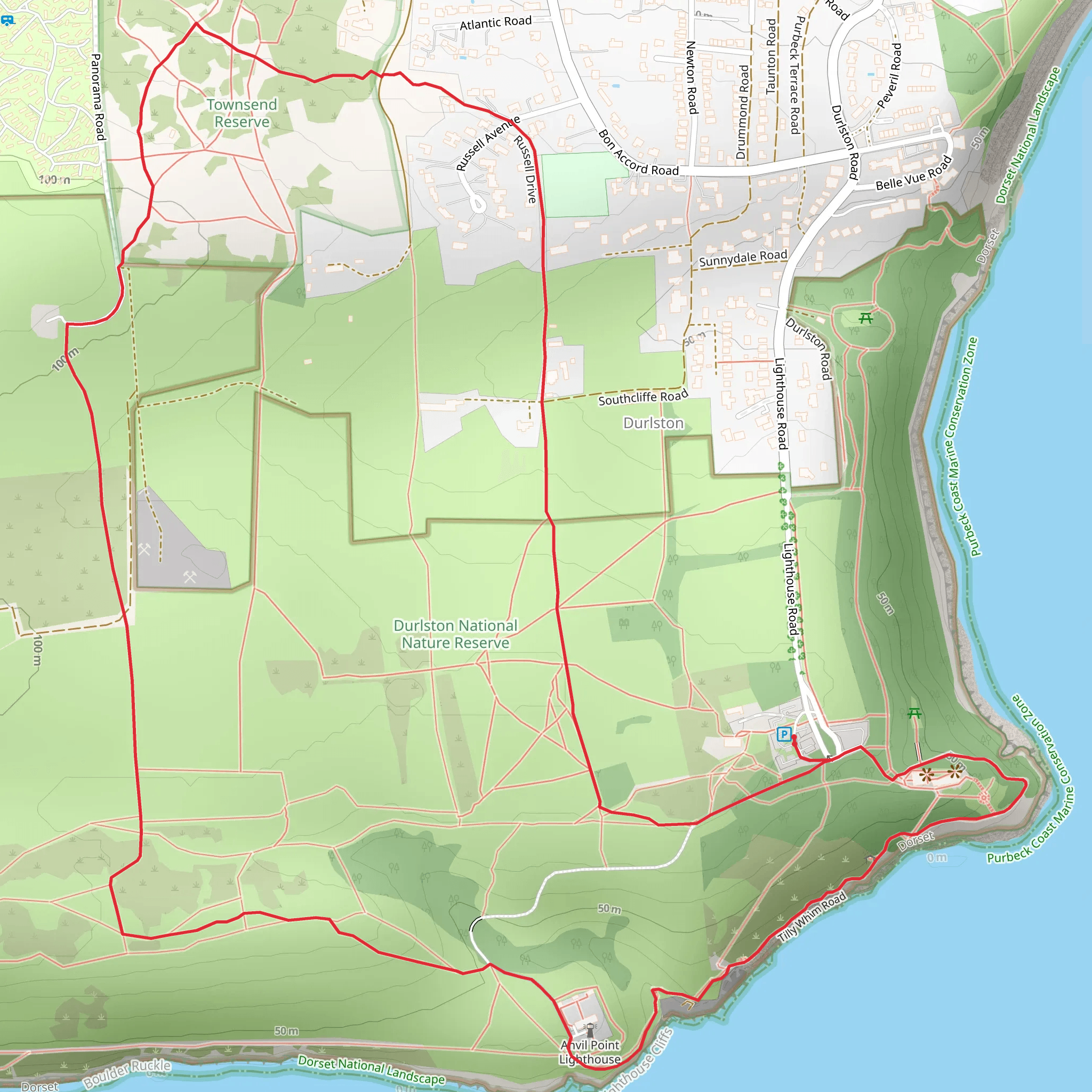 Durlston Country Park Loop mobile static map