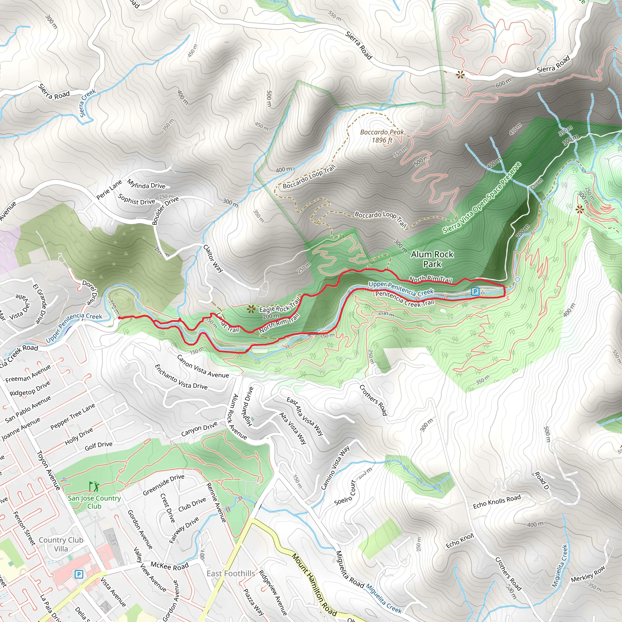 Penitencia Creek and North Rim Loop Trail mobile static map