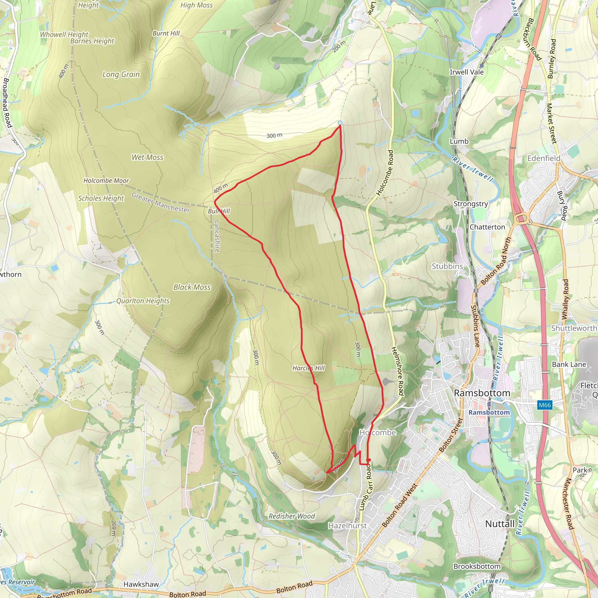 Beetle Hill, Bull Hill and Harcles Hill Loop mobile static map