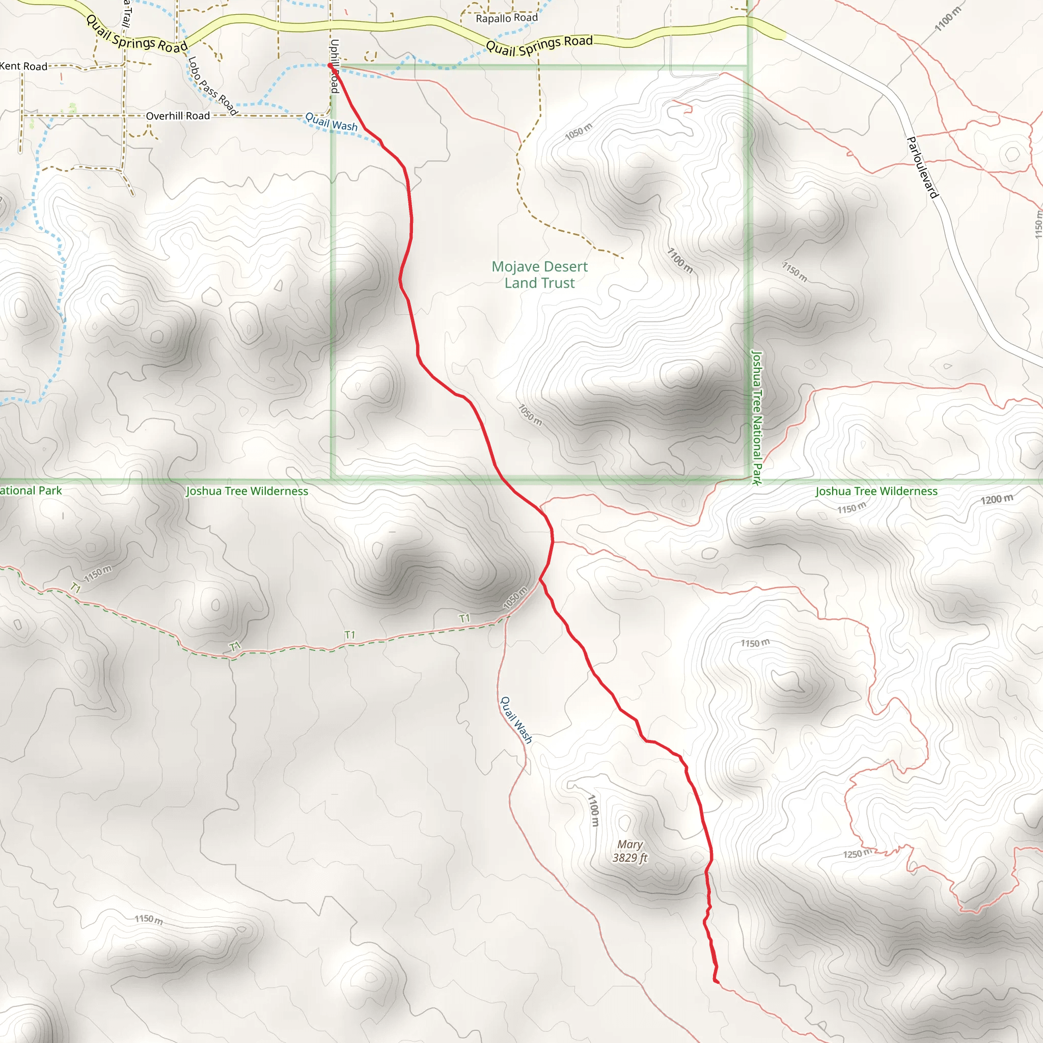 Mary Trail via Quail Wash Trail mobile static map