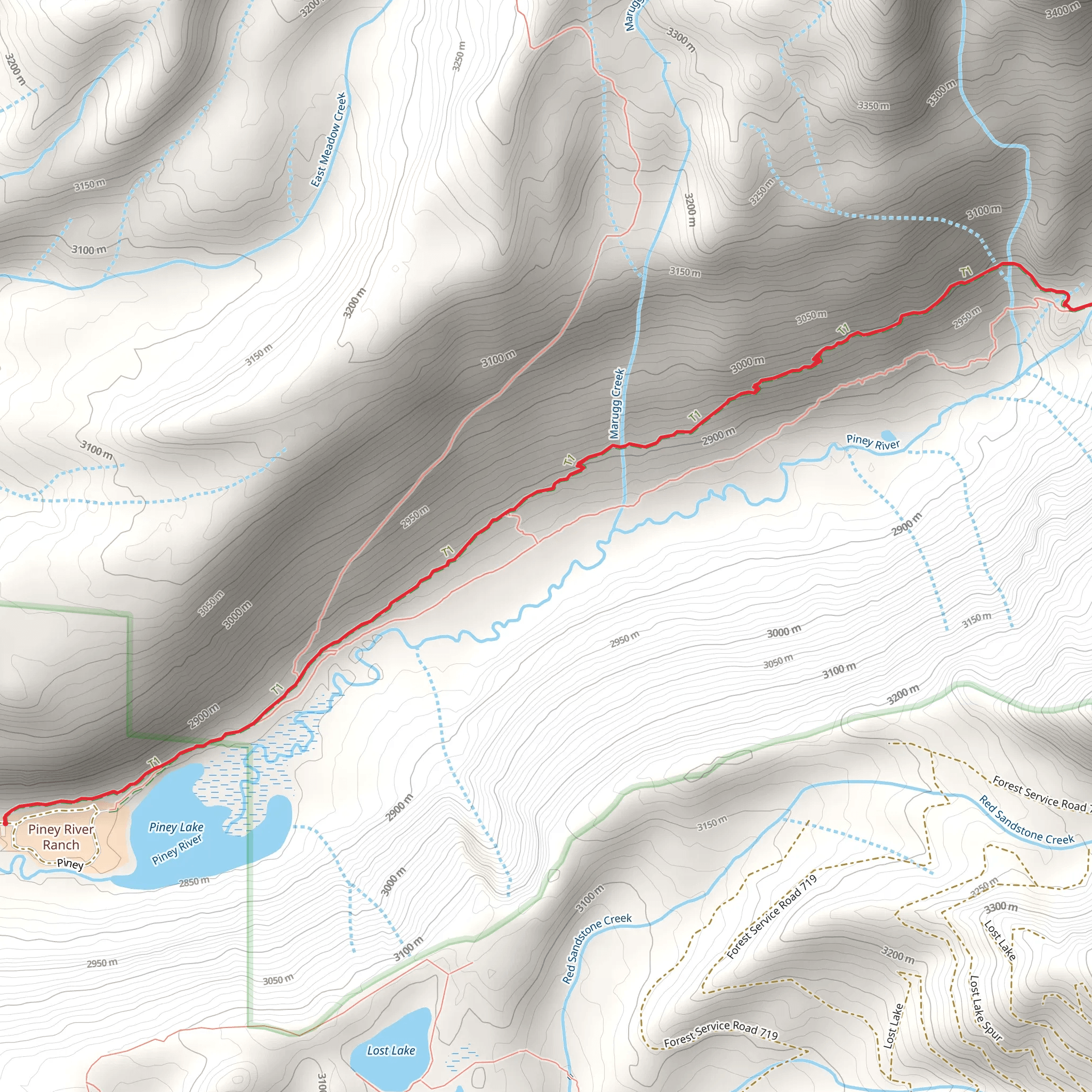 Upper Piney from Piney Lake mobile static map