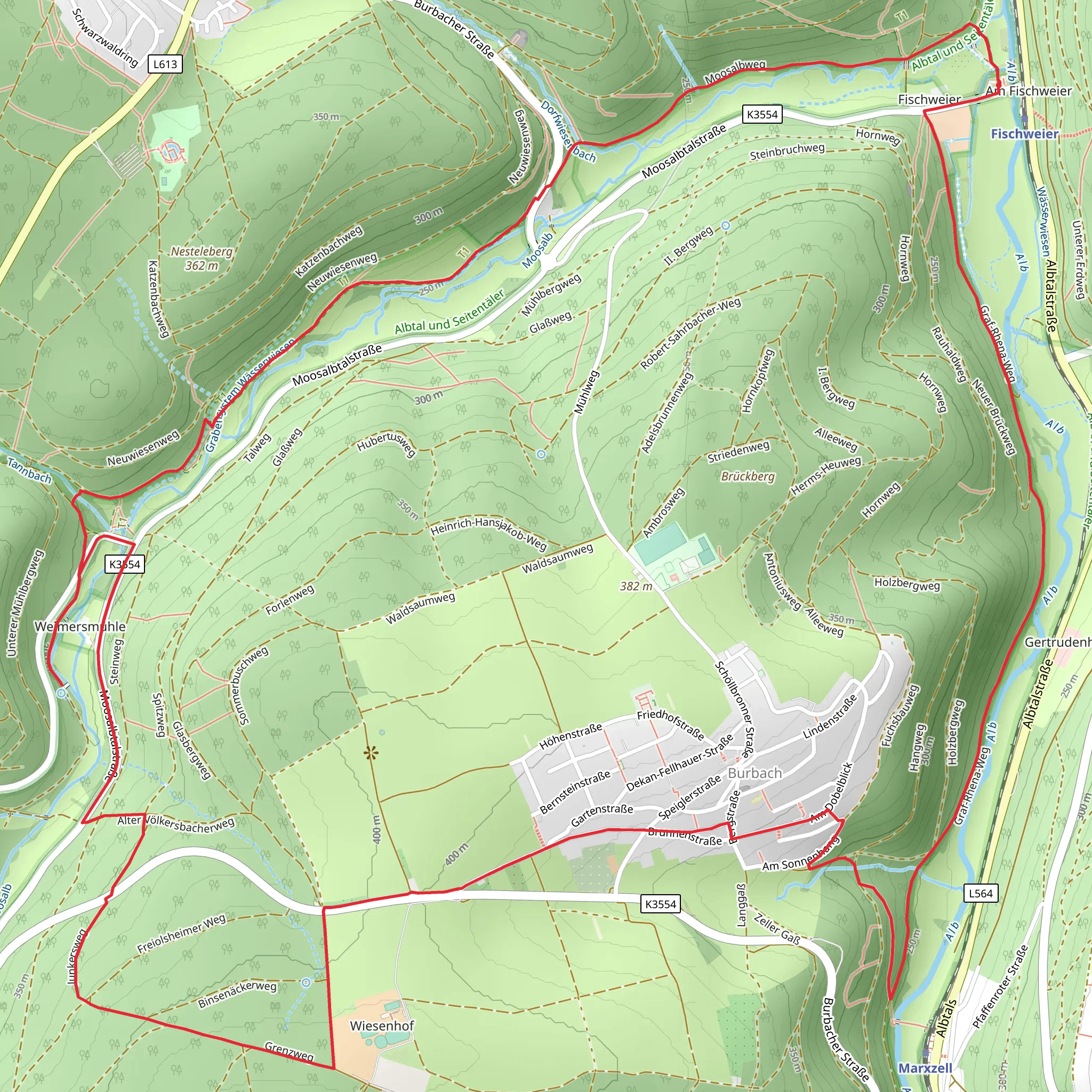 Fischweier, Burbach and Mauswiesen Loop mobile static map