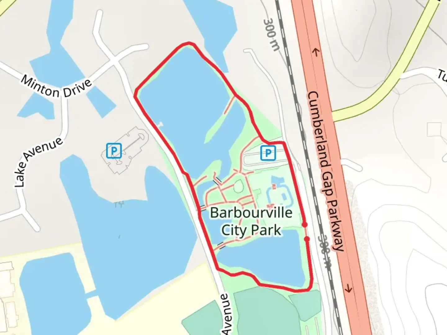 An image depicting the trail Barbourville City Park Loop and its surrounding area.