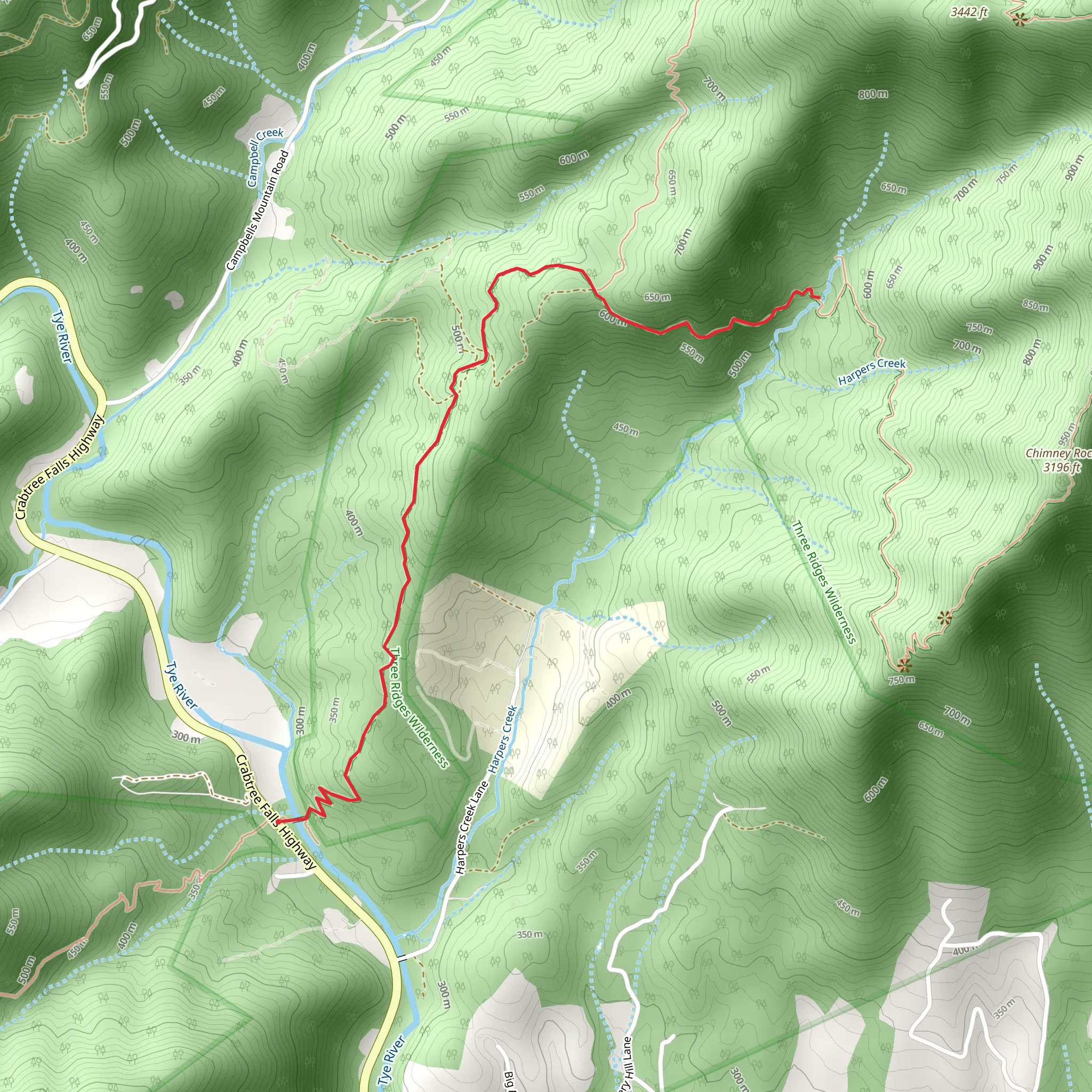 Harpers Creek via Appalachian Trail mobile static map