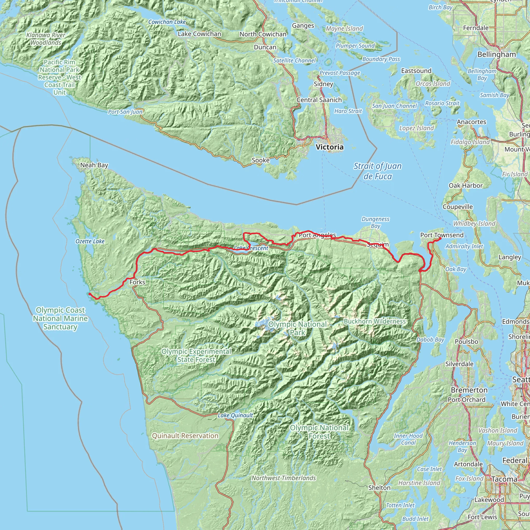 Olympic Discovery Trail mobile static map