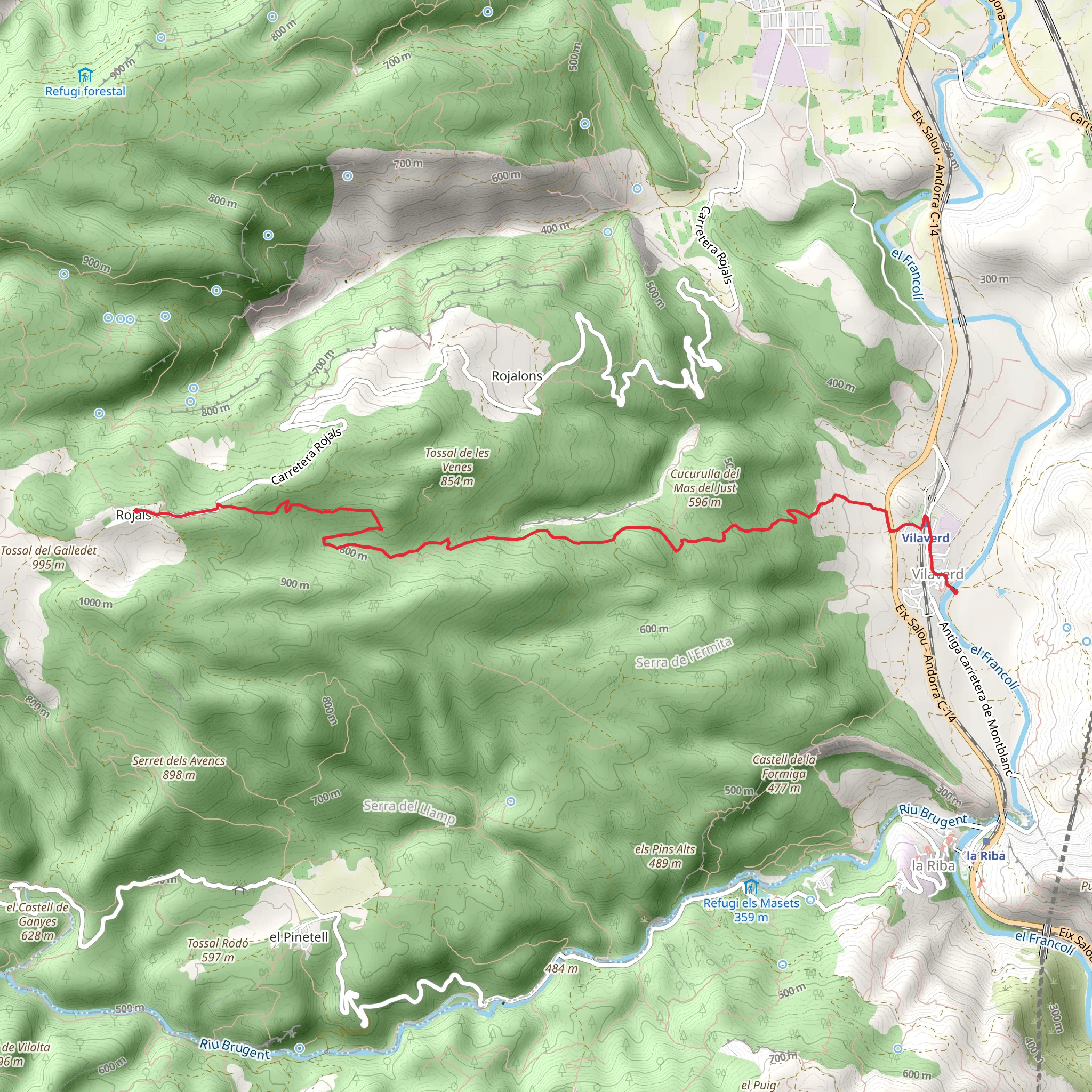 Path from Vilaverd to Rojales PR C 17 mobile static map