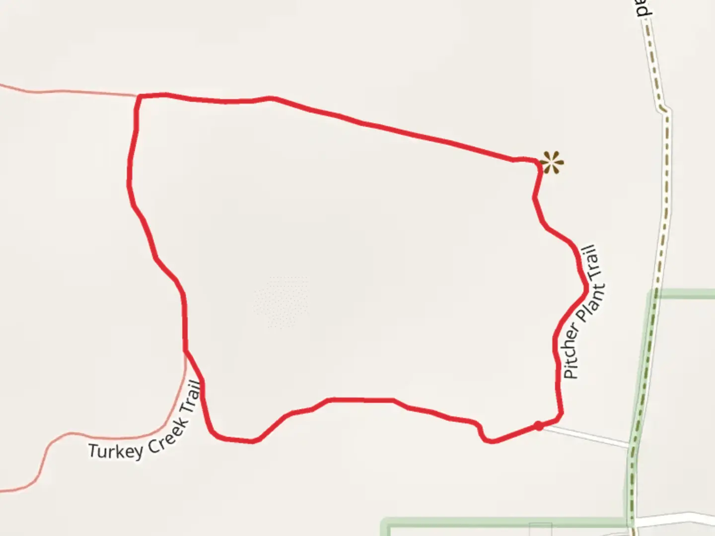 An image depicting the trail Pitcher Plant - Turkey Creek Loop Trail and its surrounding area.