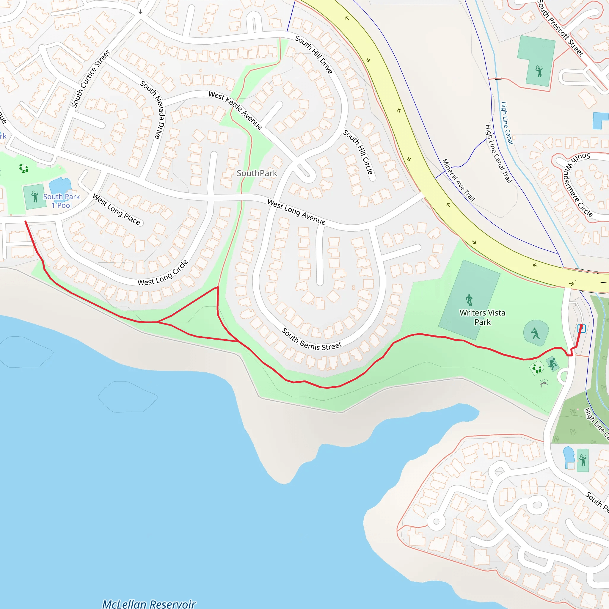 Writers Vista Park mobile static map