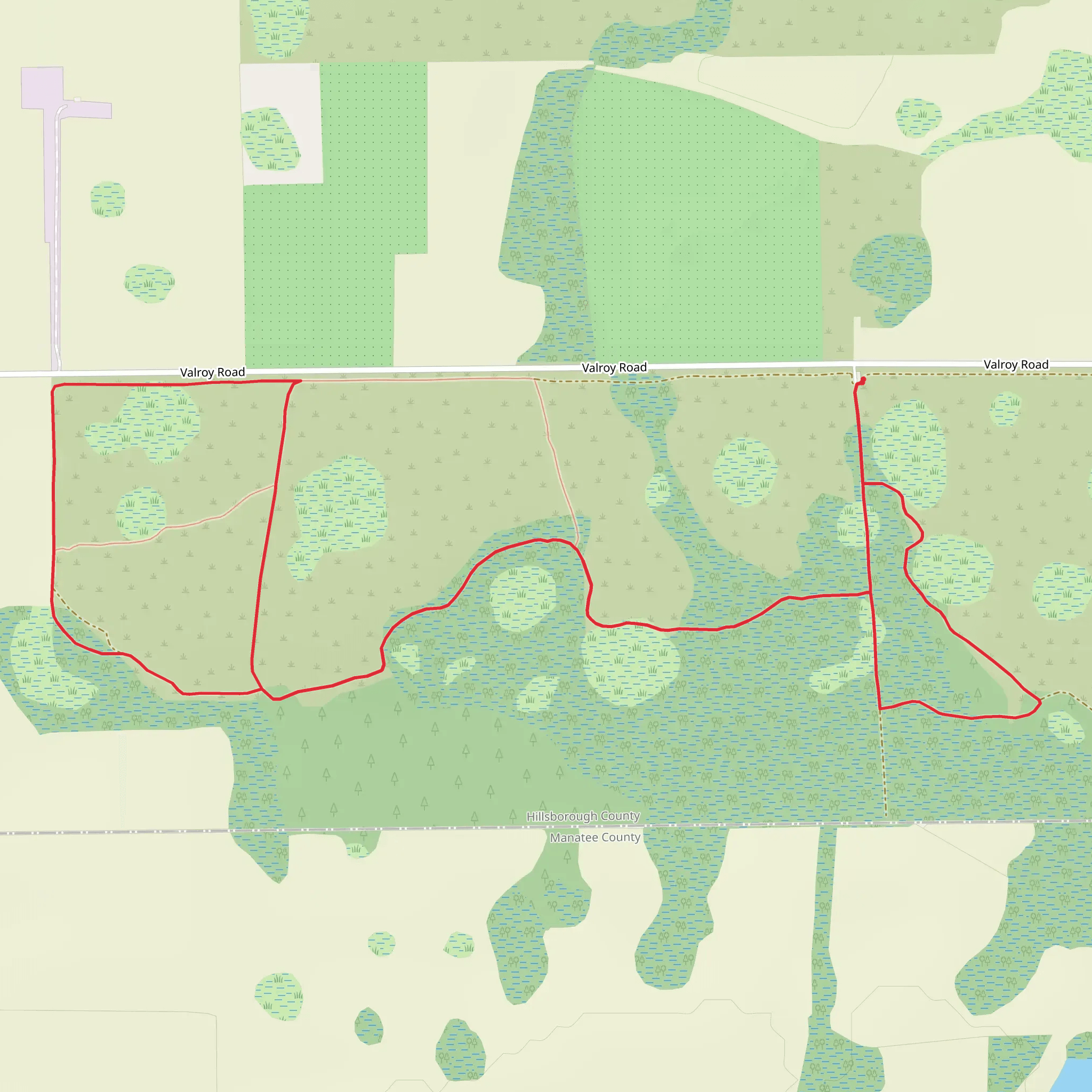 Valroy Road and Curiosity Creek Loop mobile static map
