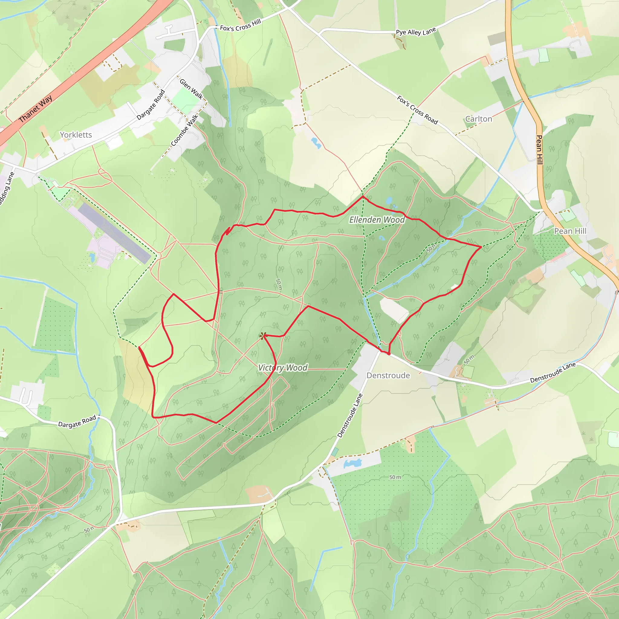 Ellenden Wood and Victoria Wood Loop mobile static map