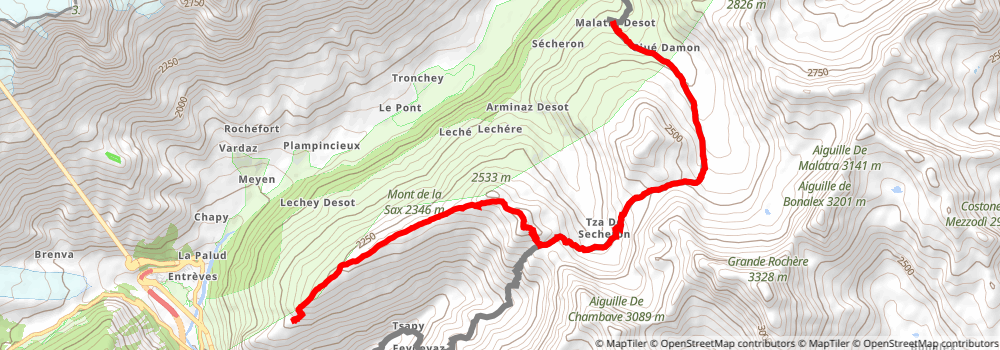 Tour du Mont Blanc alt 11 Map
