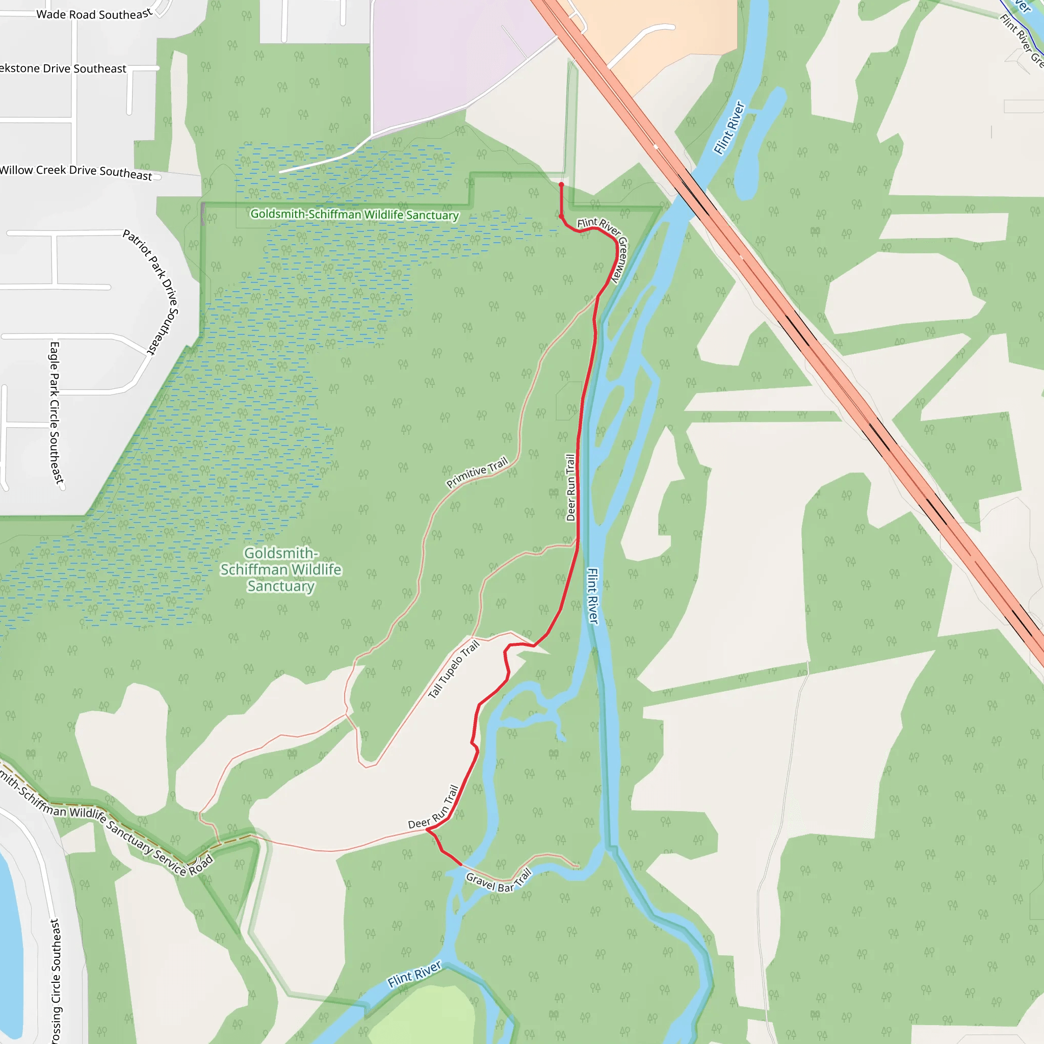 Deer Run Trail and Gravel Bar Trail mobile static map