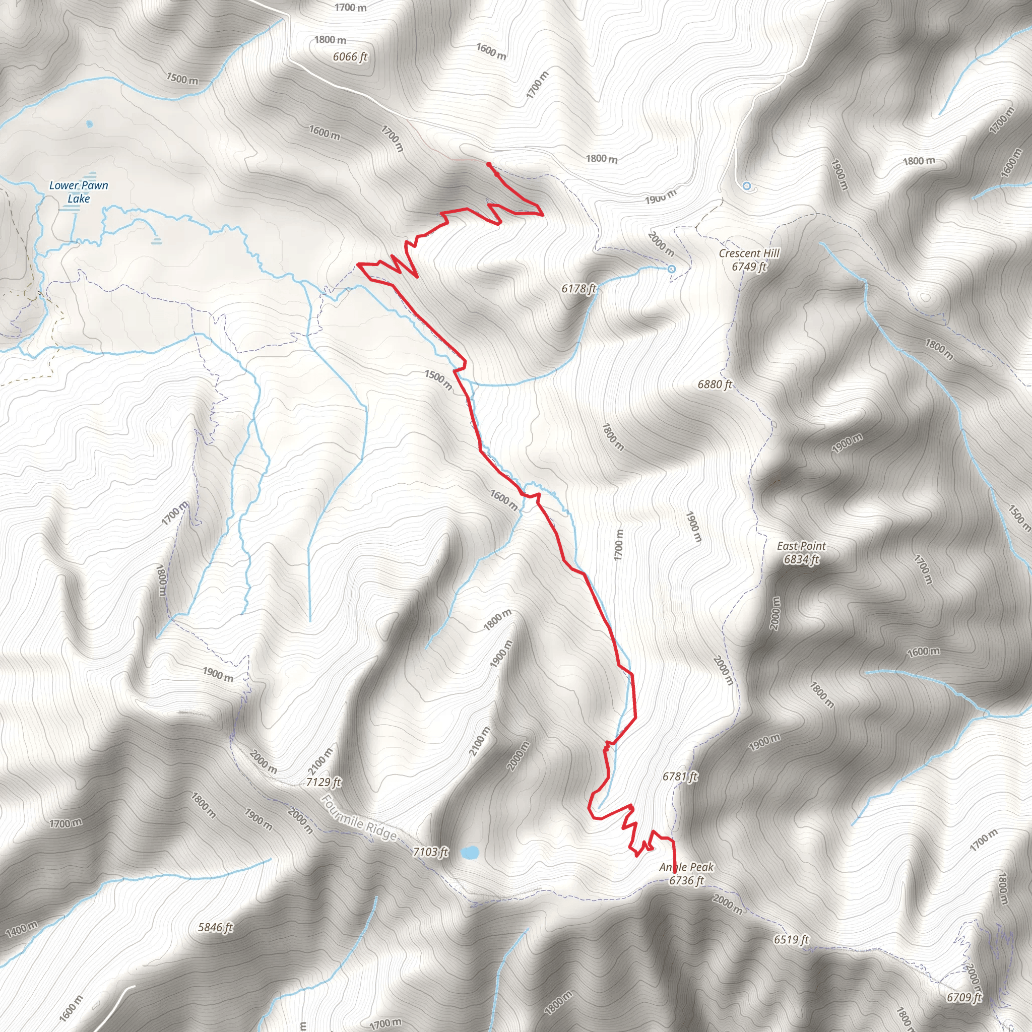 Angle Peak Trail via Lake Creek Trail mobile static map