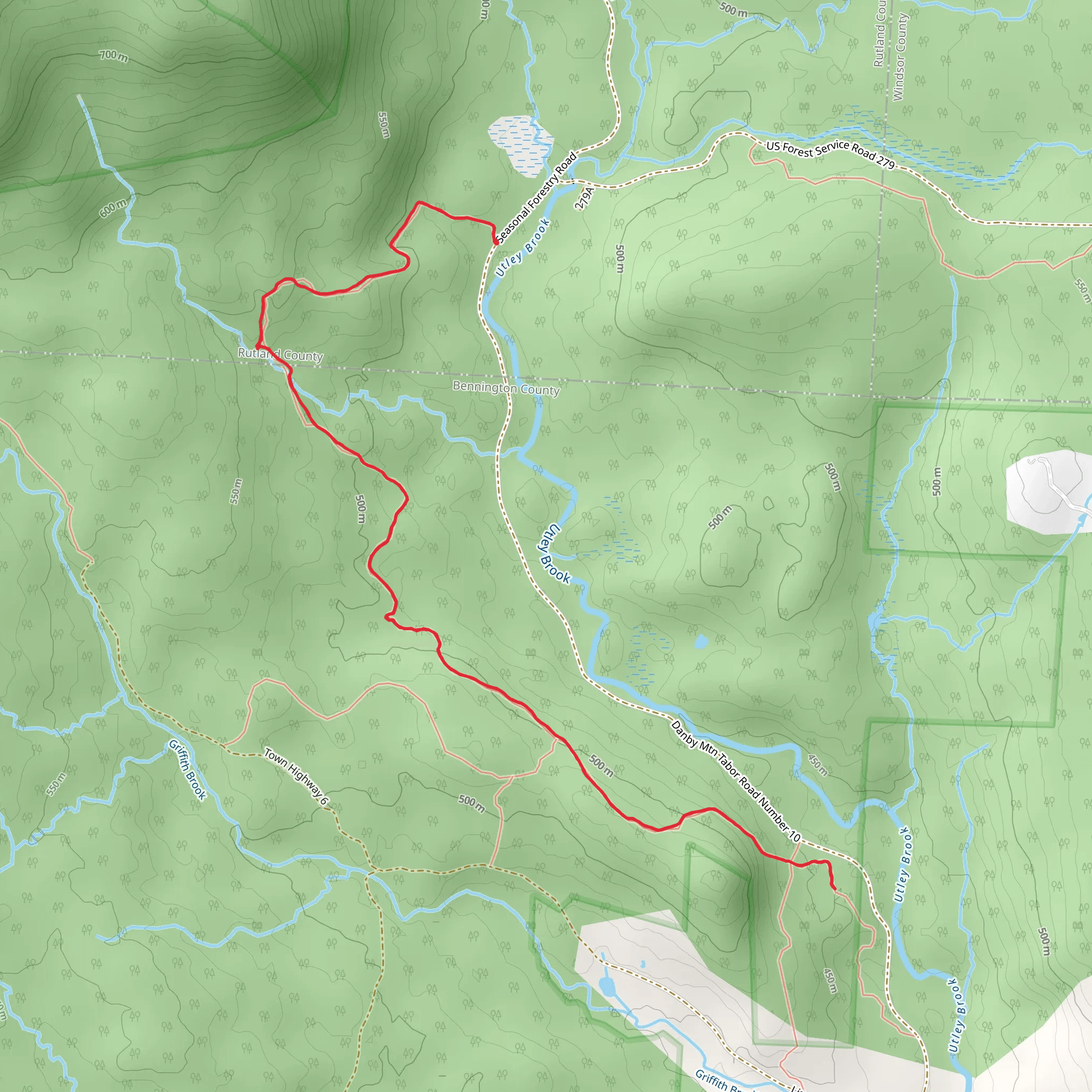 Utley Brook Trail mobile static map