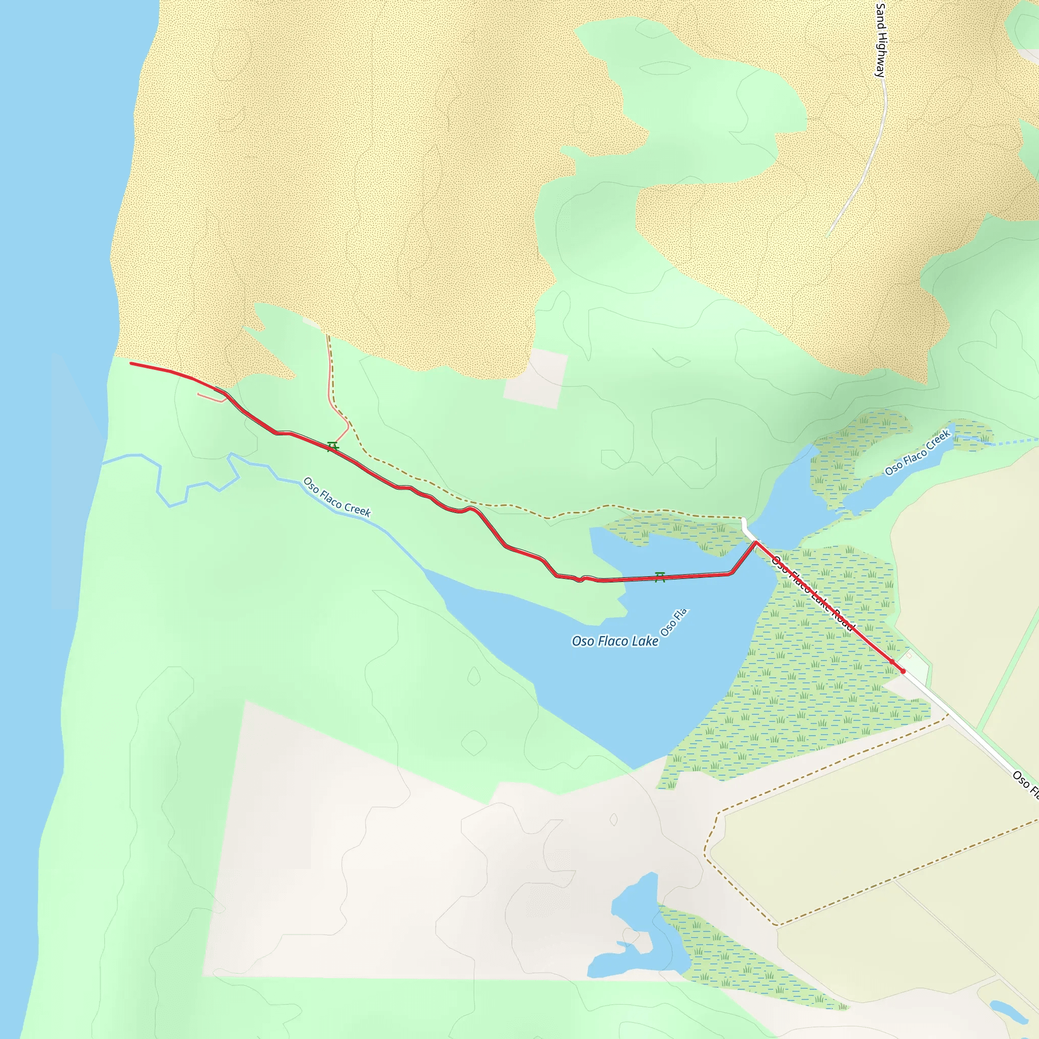 Oso Flaco Creek and Lake mobile static map