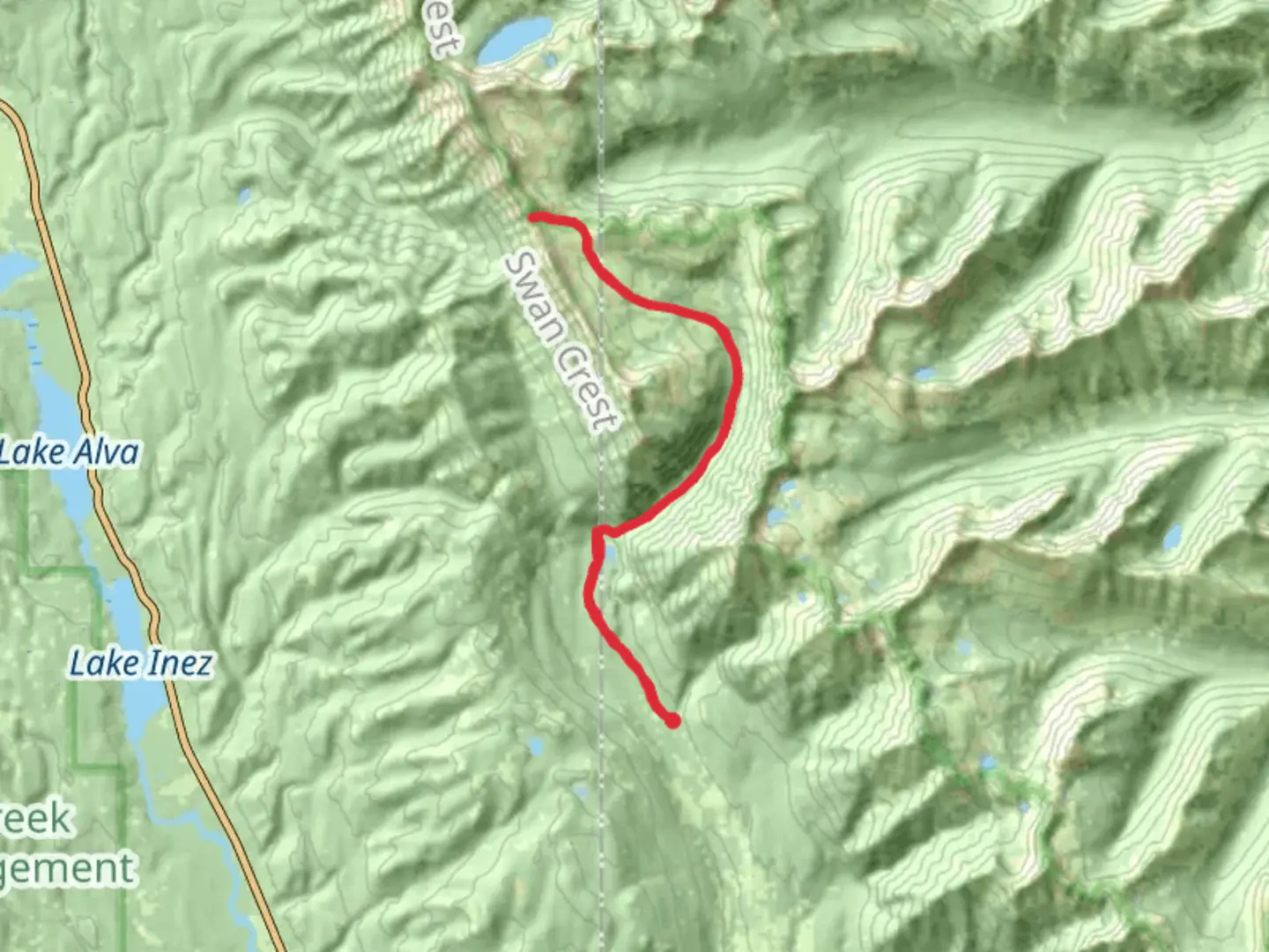 An image depicting the trail Grizzly Basin via Morrell Falls Trail and its surrounding area.