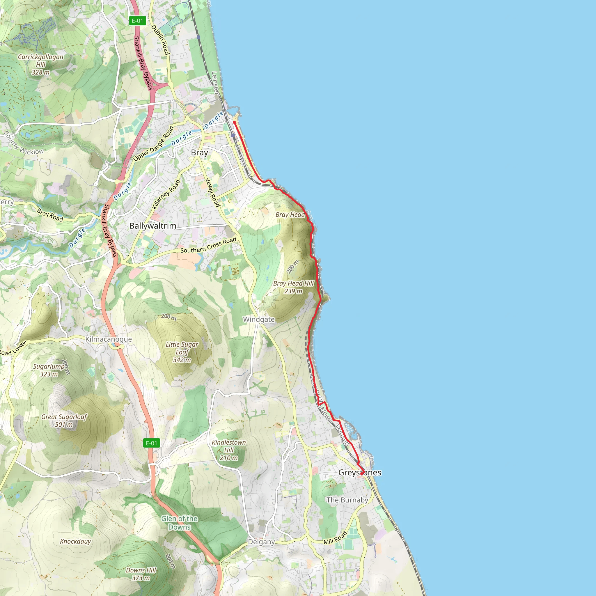 Bray To Greystones Cliff Walk mobile static map