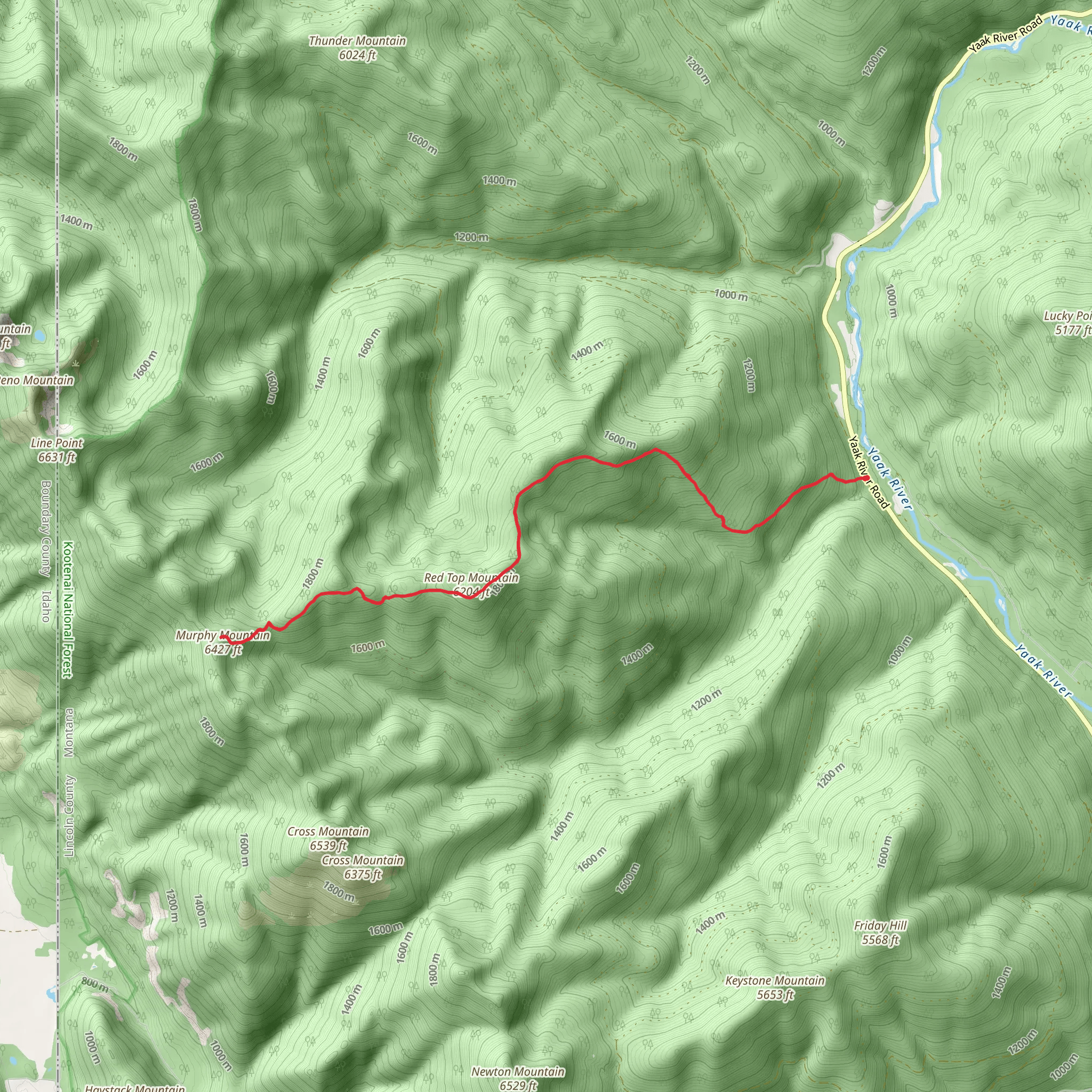 Red Top - Murphy Mountain Trail mobile static map