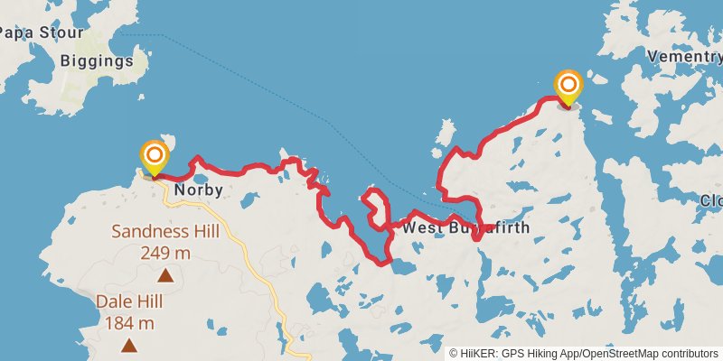 Coastal Walk of Shetland - West stage 32 Map