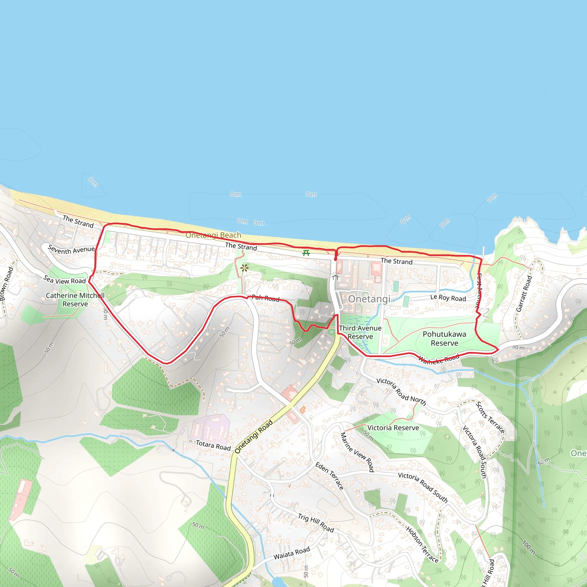 Onetangi Track mobile static map