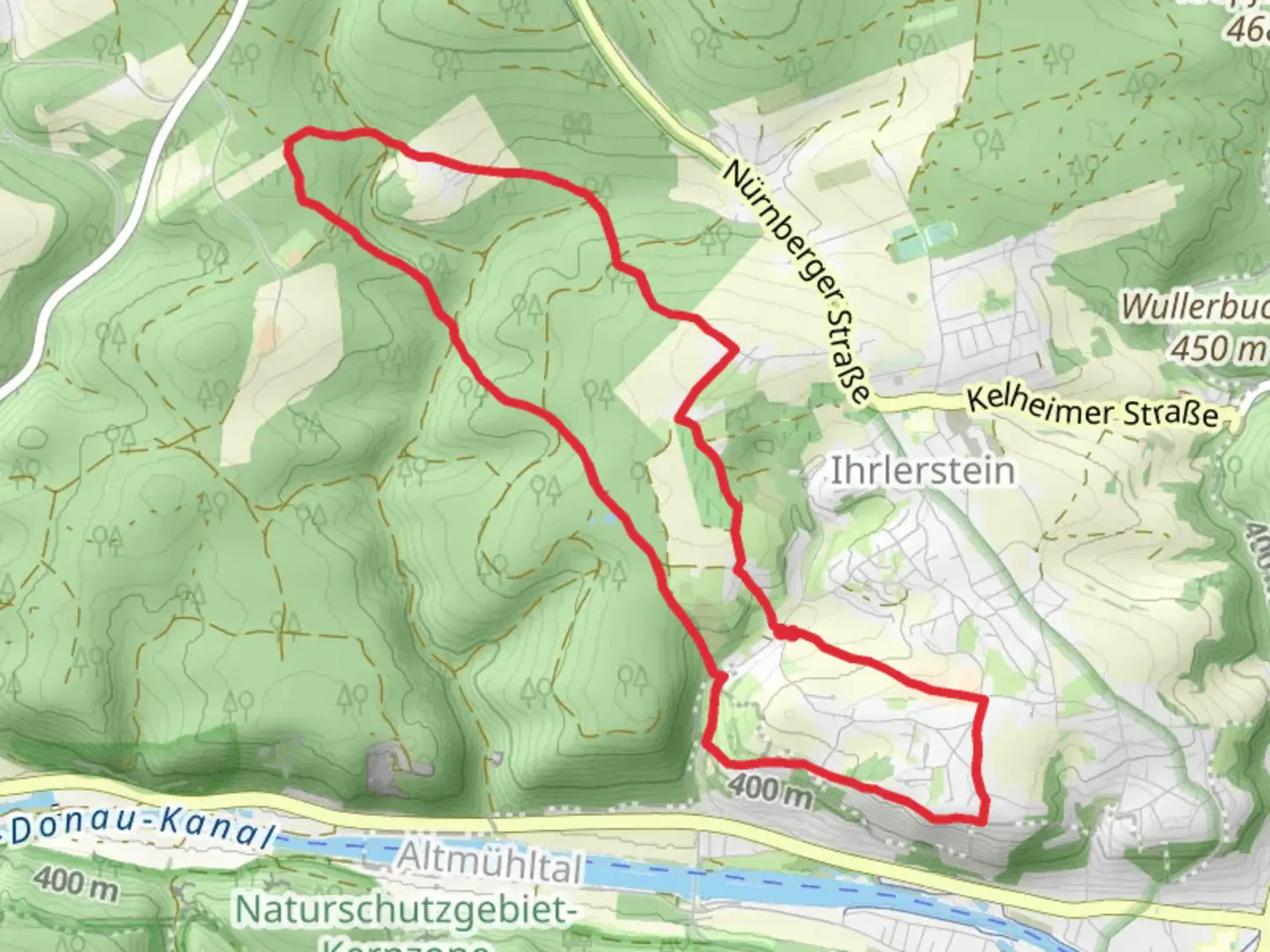 An image depicting the trail Ortswanderweg Ihrlerstein and its surrounding area.