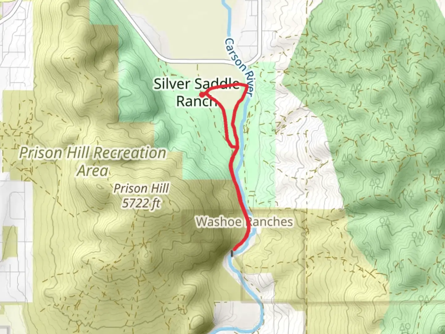 An image depicting the trail Mexican Ditch Loop and its surrounding area.