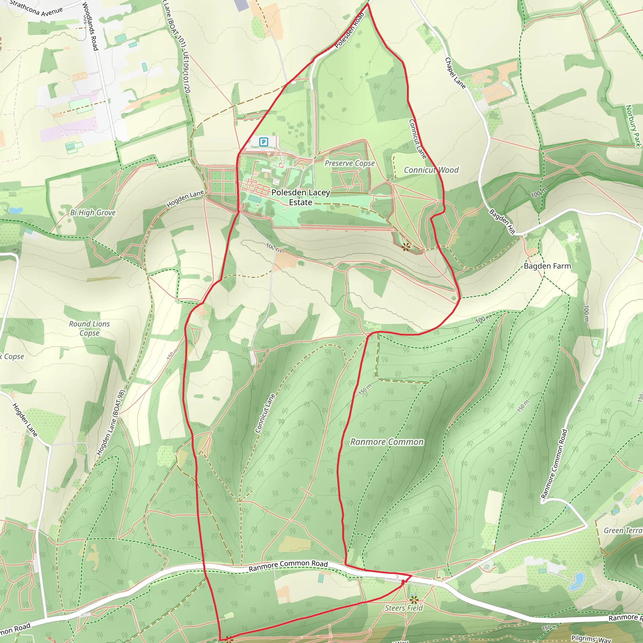 Ranmore Common and Connicut Wood Loop mobile static map