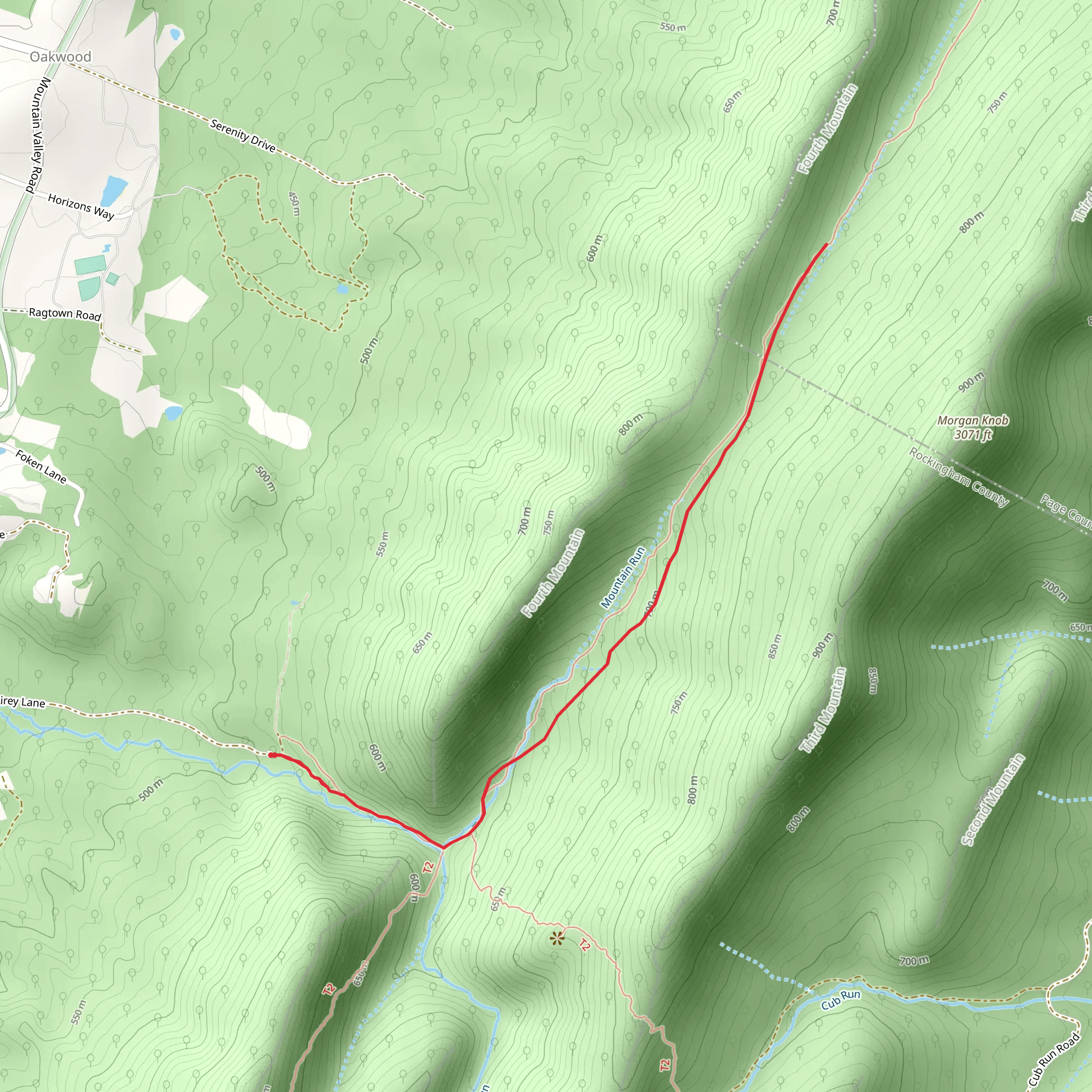 Fridley's Gap and Massanutten South Trail mobile static map
