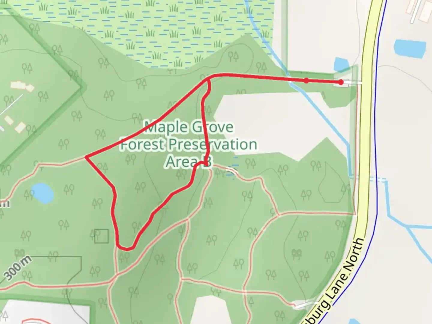 An image depicting the trail Vicksburg Lane North Loop - South and its surrounding area.