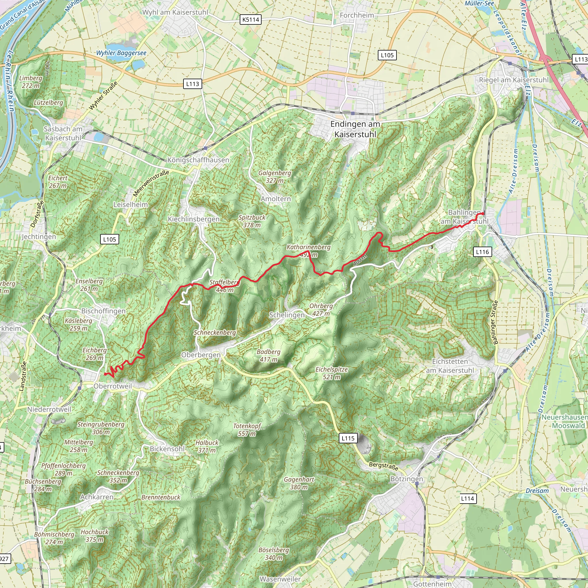 Badenberg and Katharinenpfad mobile static map