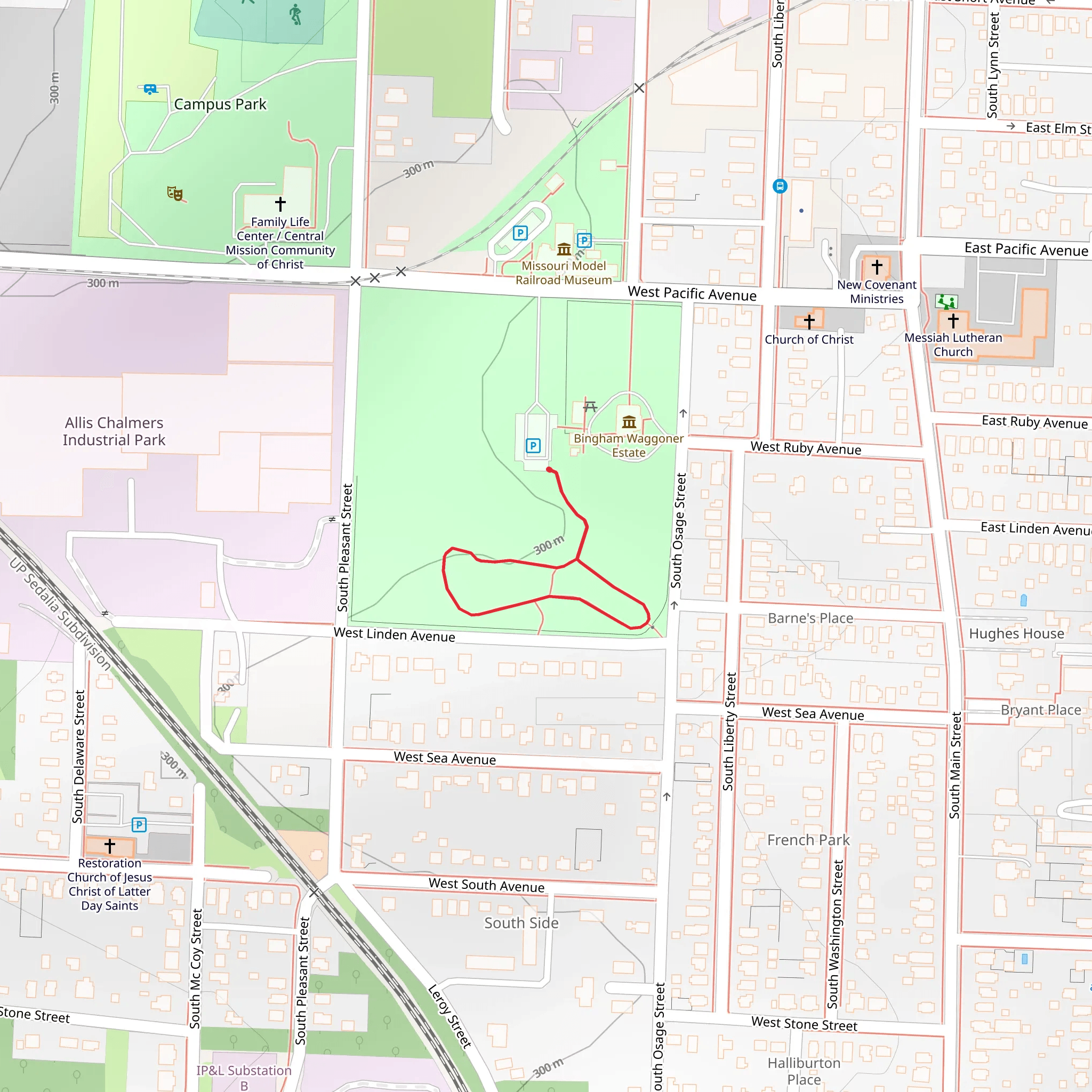 Bingham-Waggoner Estate Loop mobile static map
