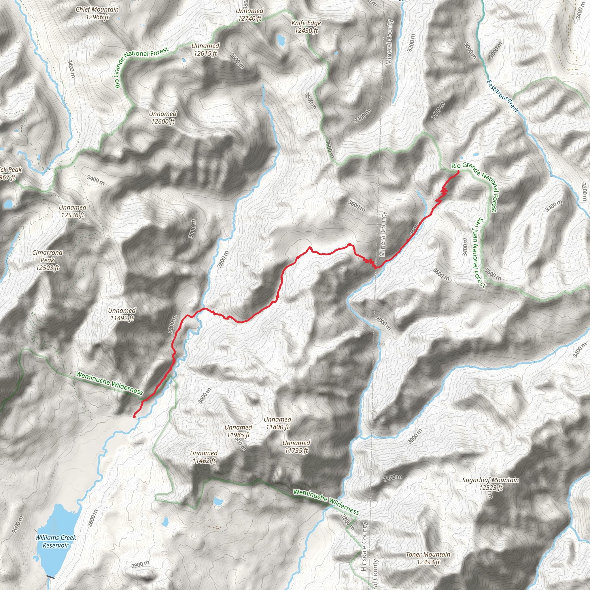 Indian Creek via William Creek Trail mobile static map
