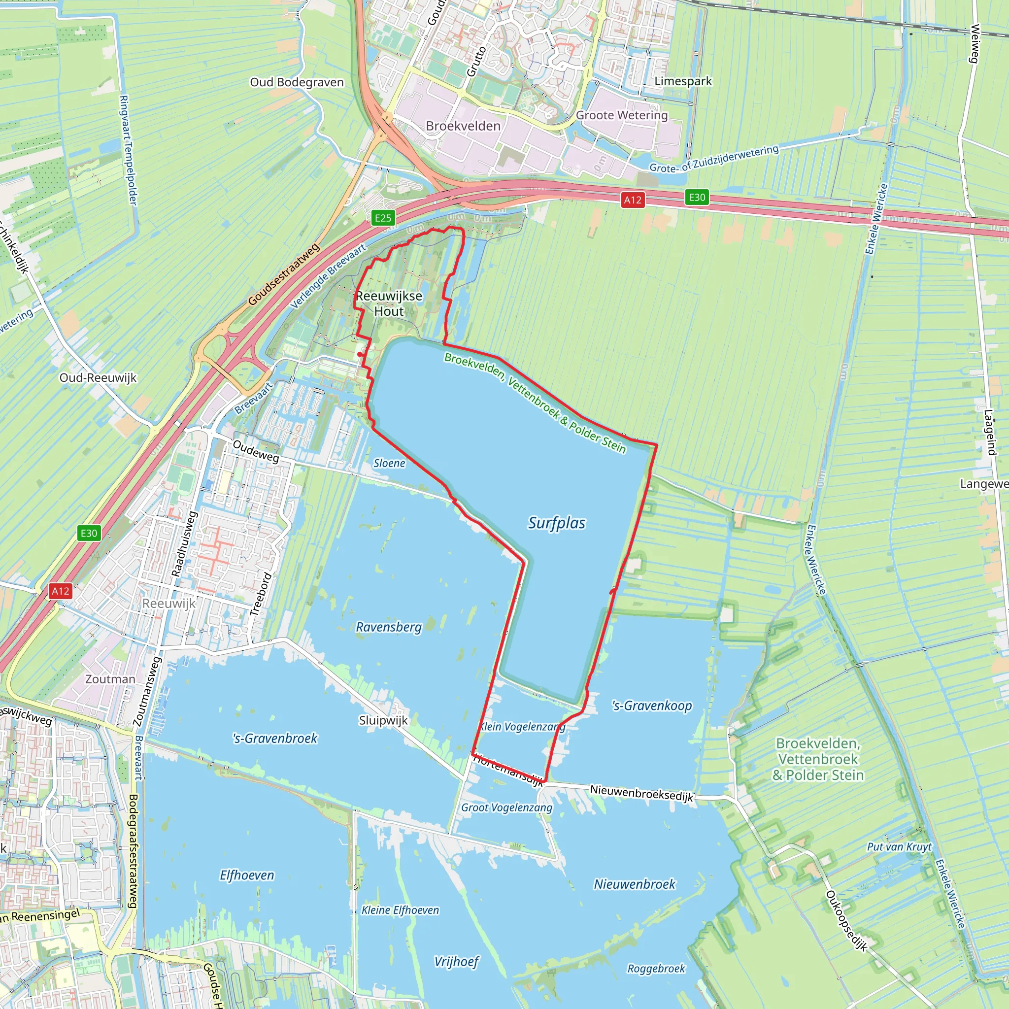 Surfplas and Klein Vogelenzang Loop mobile static map