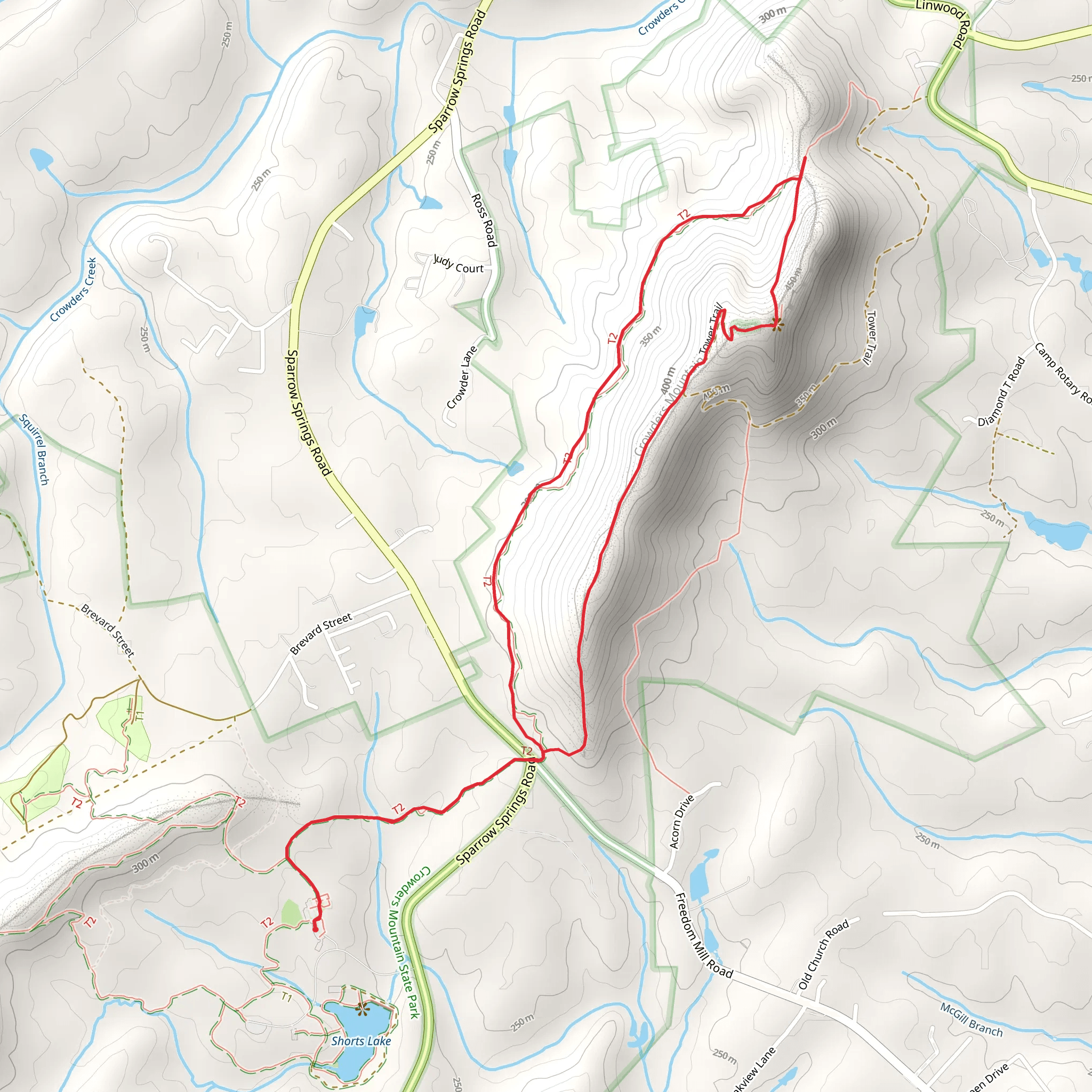 Crowders Mountain Loop mobile static map