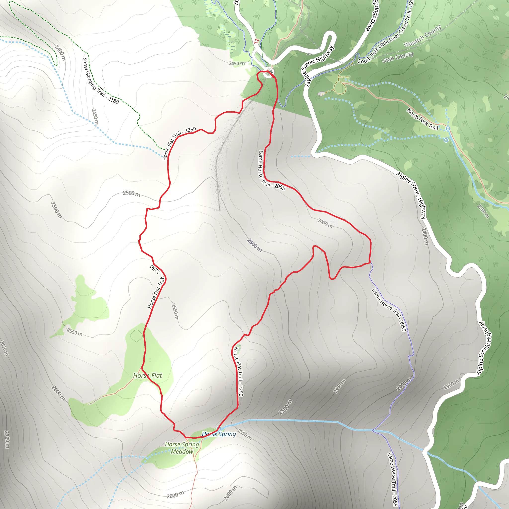 Horse Flat Trail and Lame Horse Trail mobile static map